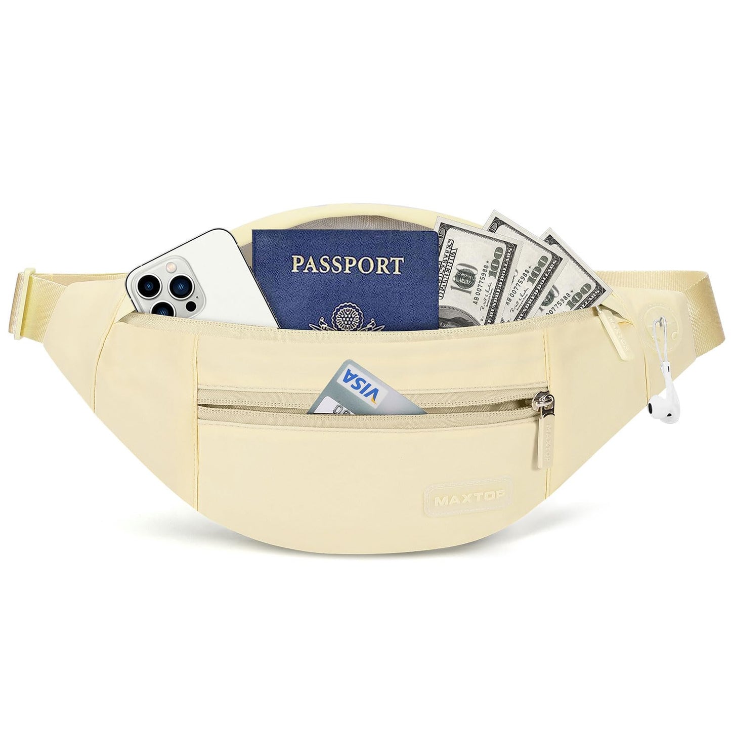 MAXTOP Large Crossbody Fanny Pack with 4-Zipper Pockets,Gifts for Enjoy Sports Festival Workout Traveling Running Casual Hands-Free Wallets Waist Pack Phone Bag Carrying All Phones