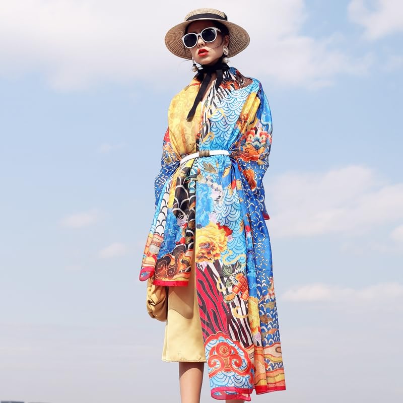DANA XU 100% Mulberry Satin Silk Summer Travel Scarf Extra Large Women Floral Shawl Oversize Soft Wraps For Evening Dresses