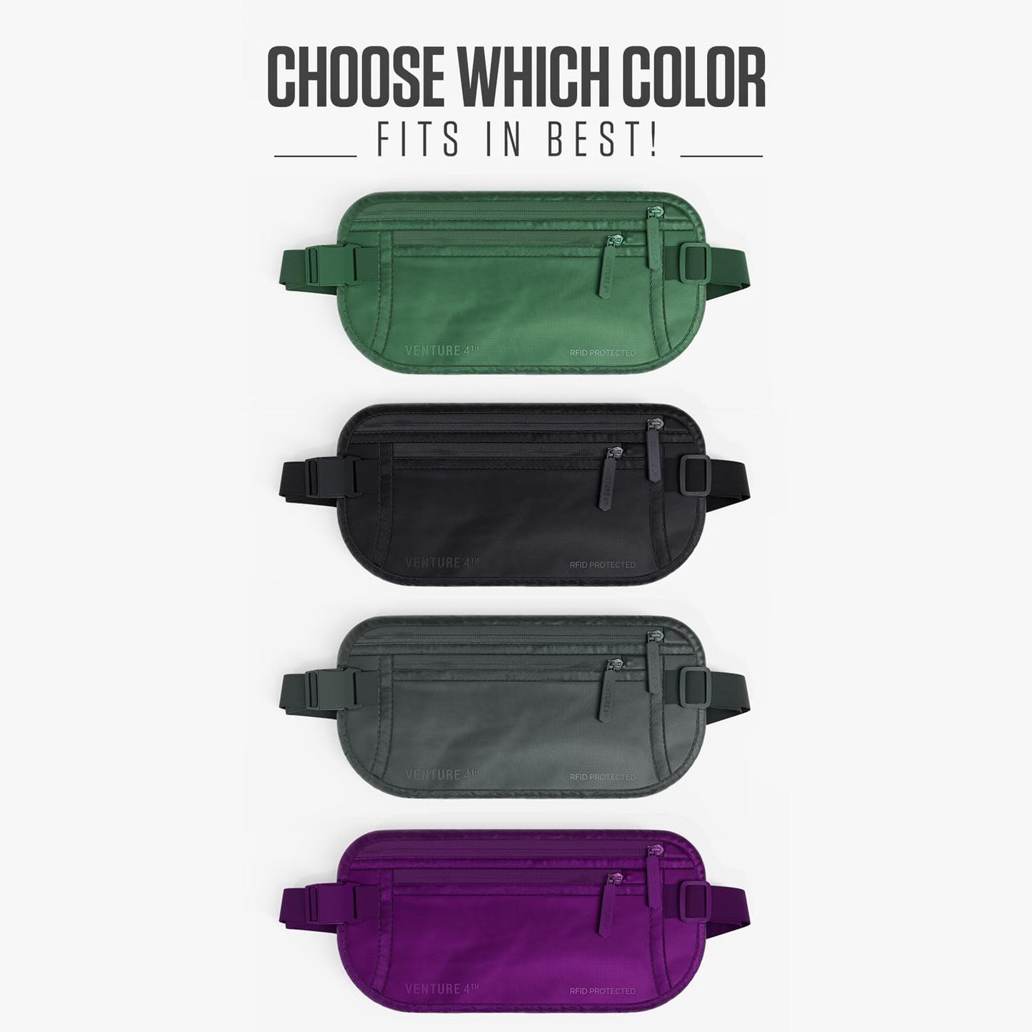 VENTURE 4TH Travel Money Belt - RFID Blocking (Gray)