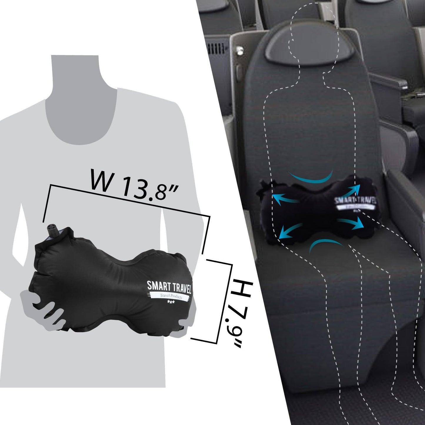Smart Travel Travel Products Lumbar Pillow Inflatable Lumbar Support Pillow Travel Pillows for Airplane Long Flight Essential for Women Men Kids