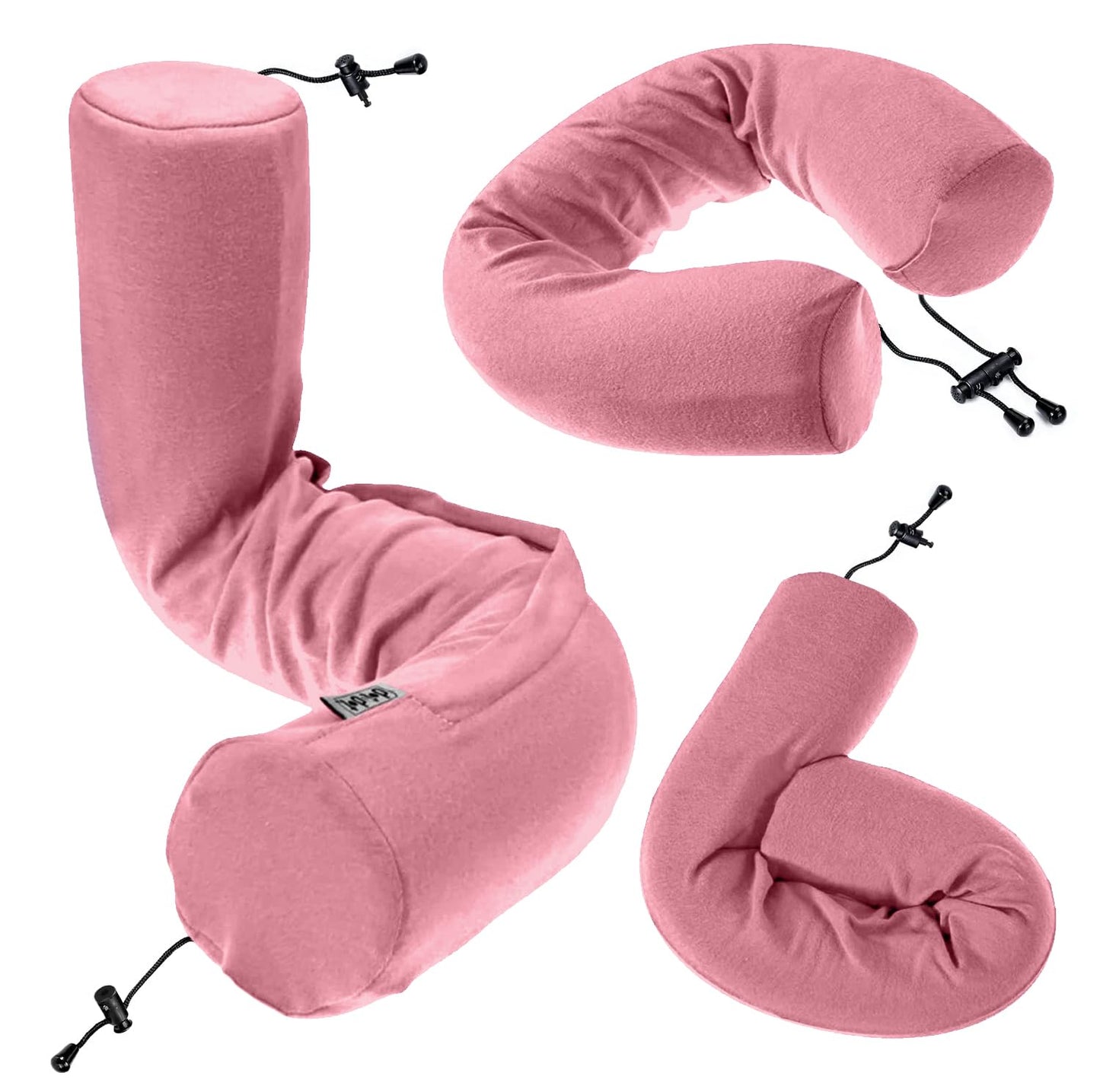 Dot&Dot Twist Memory Foam Travel Pillow for Airplanes - Travel Neck Pillow for Sleeping - Airplane Pillow for Neck Support, Chin, Lumbar and Leg - Adjustable, Bendable Neck Roll Pillow