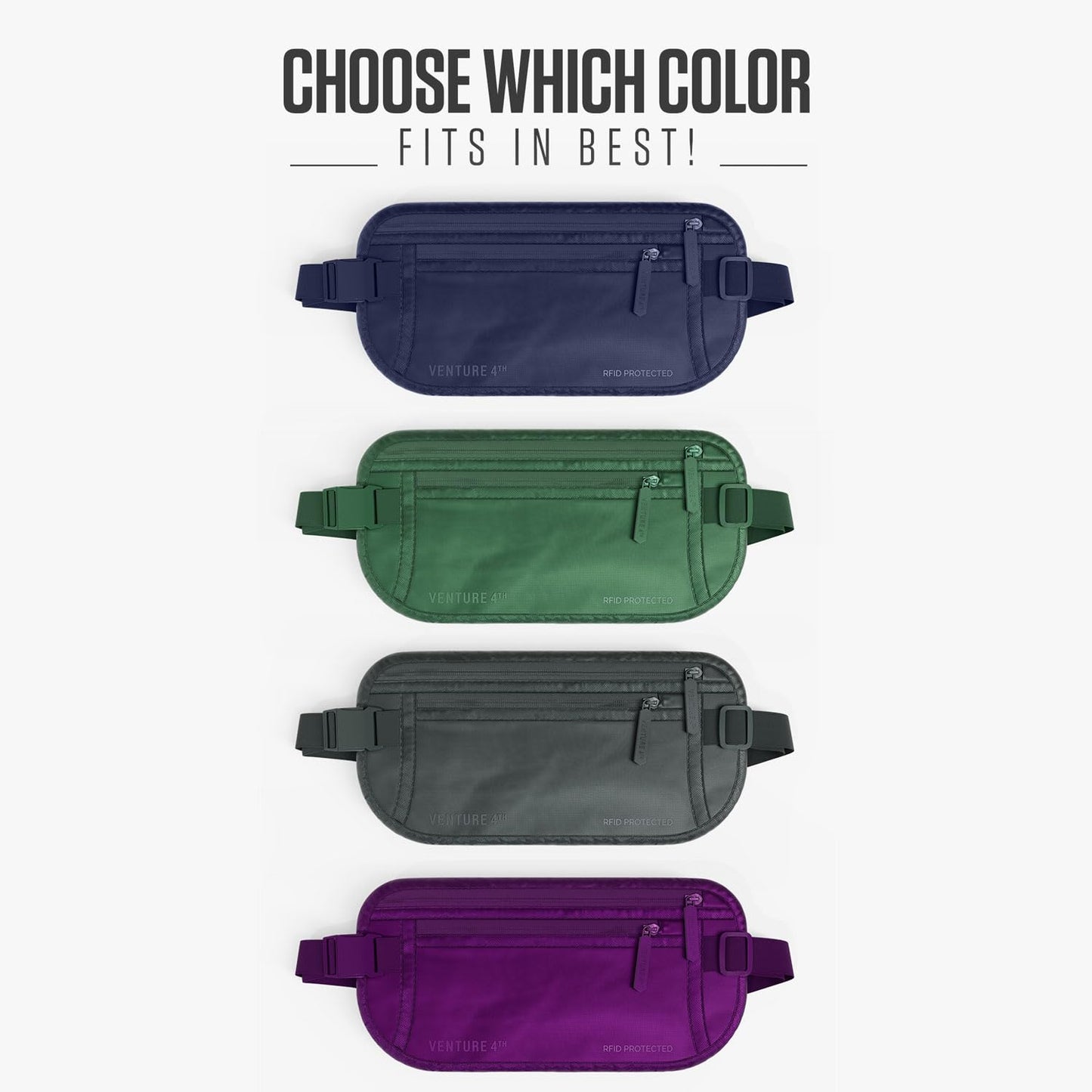 VENTURE 4TH Travel Money Belt - RFID Blocking (Gray)