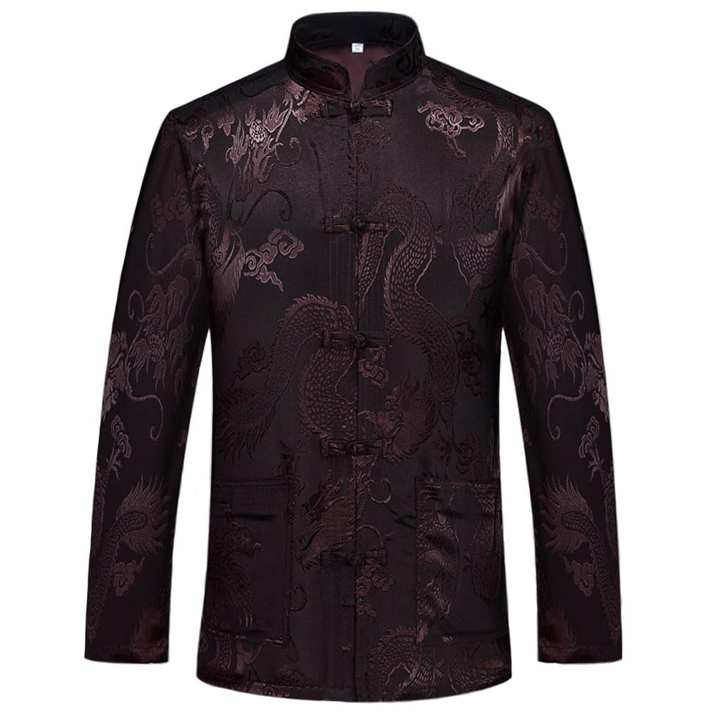 wecotton Tang Suit Men Hanfu Chinese Traditional Clothes Kung Fu Shirt Uniform Long Sleeved Coat Tops and Pants