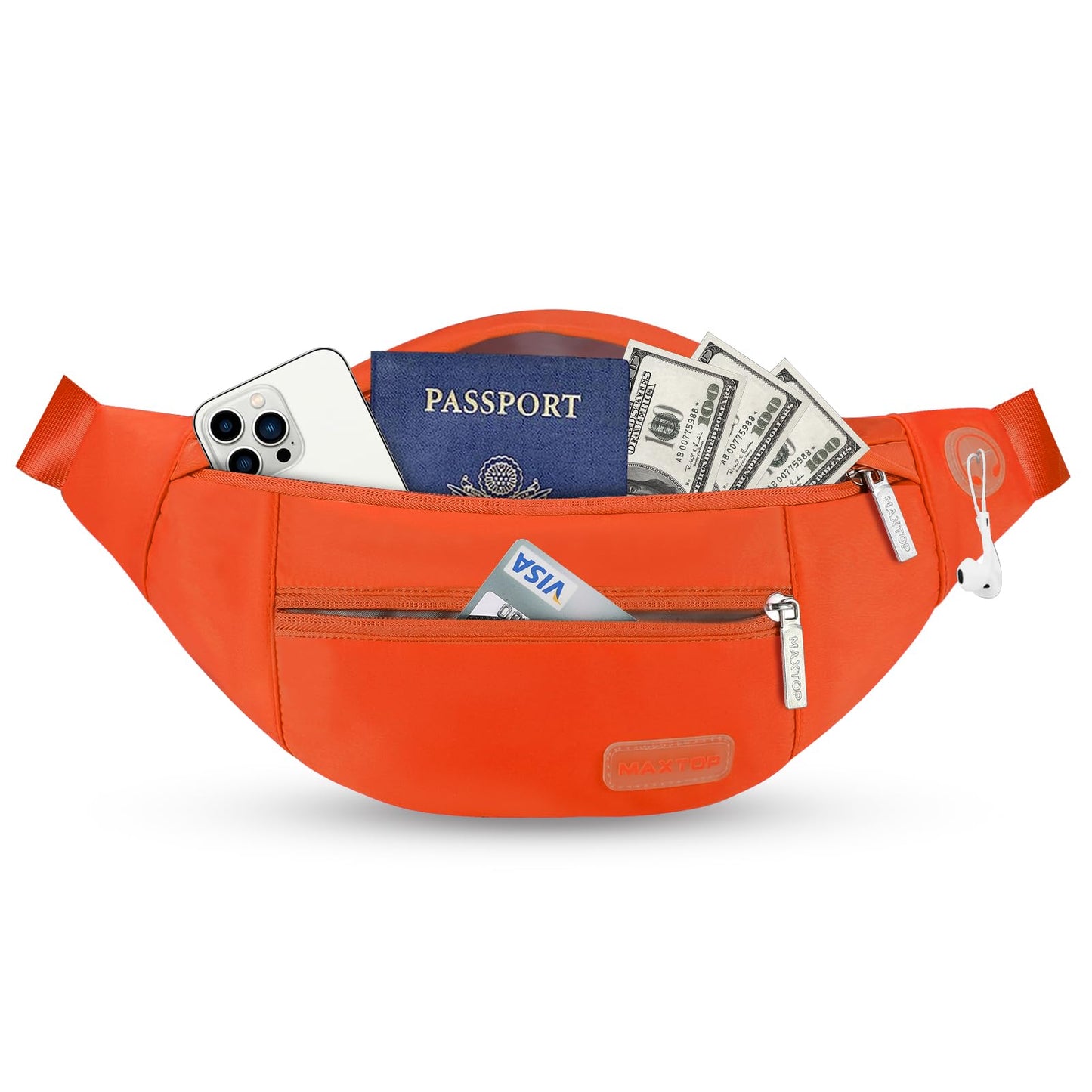 MAXTOP Large Crossbody Fanny Pack with 4-Zipper Pockets,Gifts for Enjoy Sports Festival Workout Traveling Running Casual Hands-Free Wallets Waist Pack Phone Bag Carrying All Phones