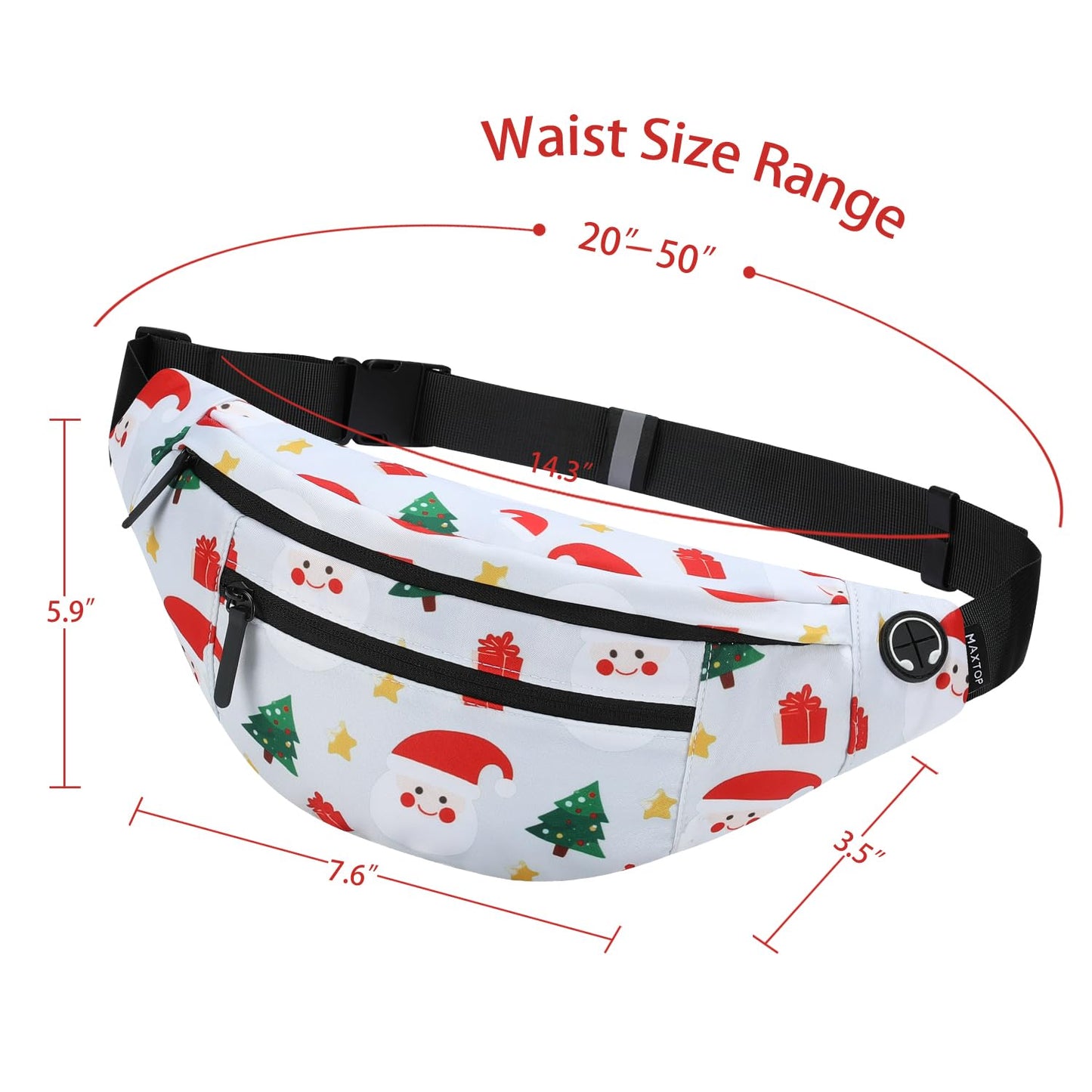 MAXTOP Large Crossbody Fanny Pack with 4-Zipper Pockets,Gifts for Enjoy Sports Festival Workout Traveling Running Casual Hands-Free Wallets Waist Pack Phone Bag Carrying All Phones