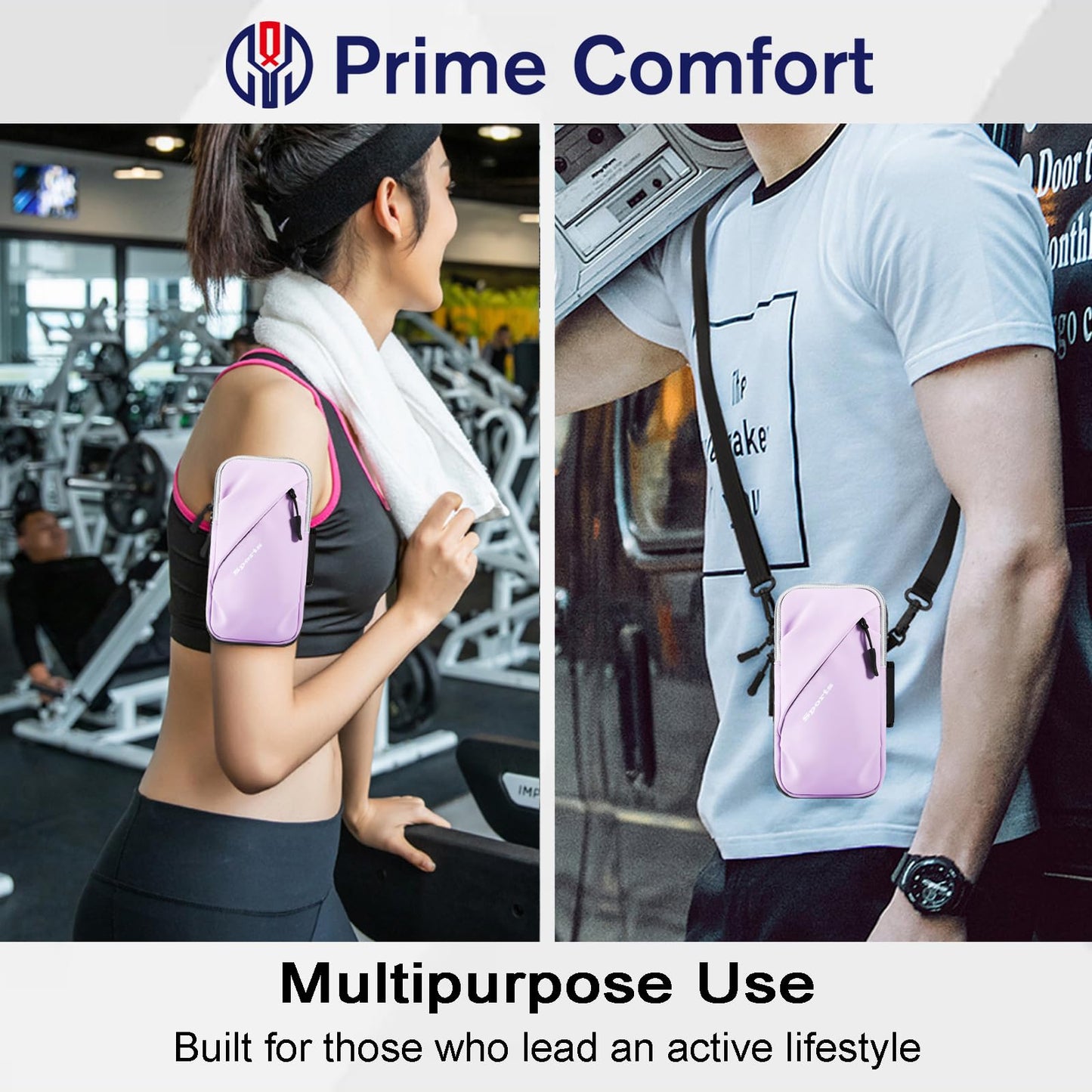 Cell Phone Holder, Small Crossbody Shoulder Holsters Bag with Arm Band, Fits iPhone and Android, Use for Running, Walking, Hiking & Biking (6.7 Inches, Red)