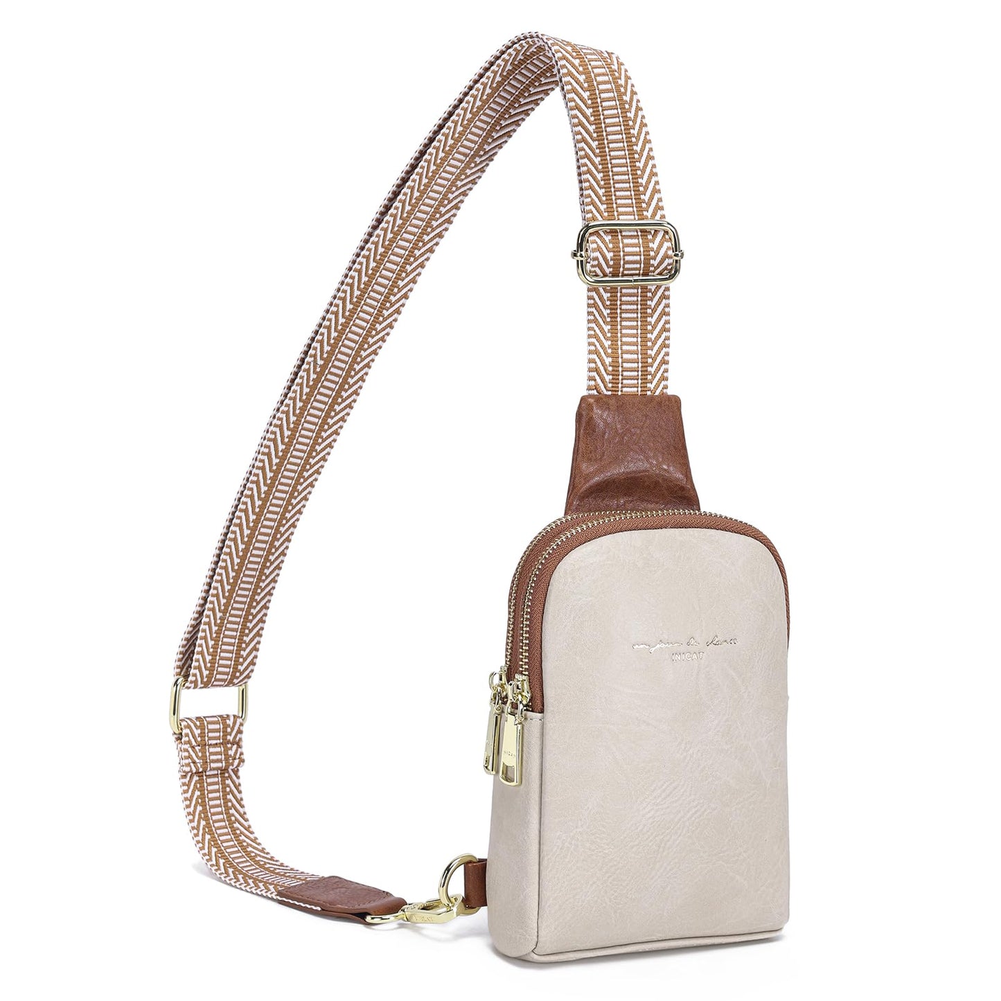 INICAT Travel Small Sling Bag Leather Crossbody Bags for Women Fanny Packs Cross Body Bag for Woman Cross Body Purses