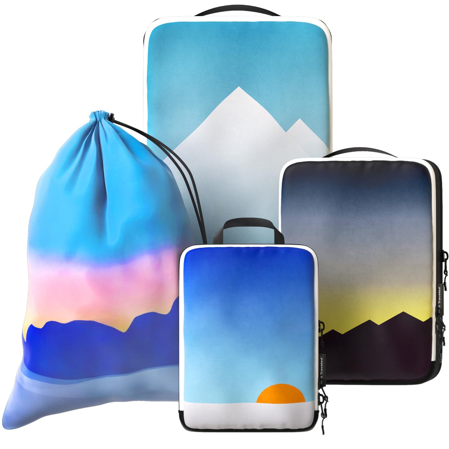 8 Set/4 Set Deluxe Compression Packing Cubes Travel - Maximize Space In Luggage With Patented HybridMax Double Capacity Design, Luxury Compressible Packing Cubes For Travel, Large, Small, & Medium