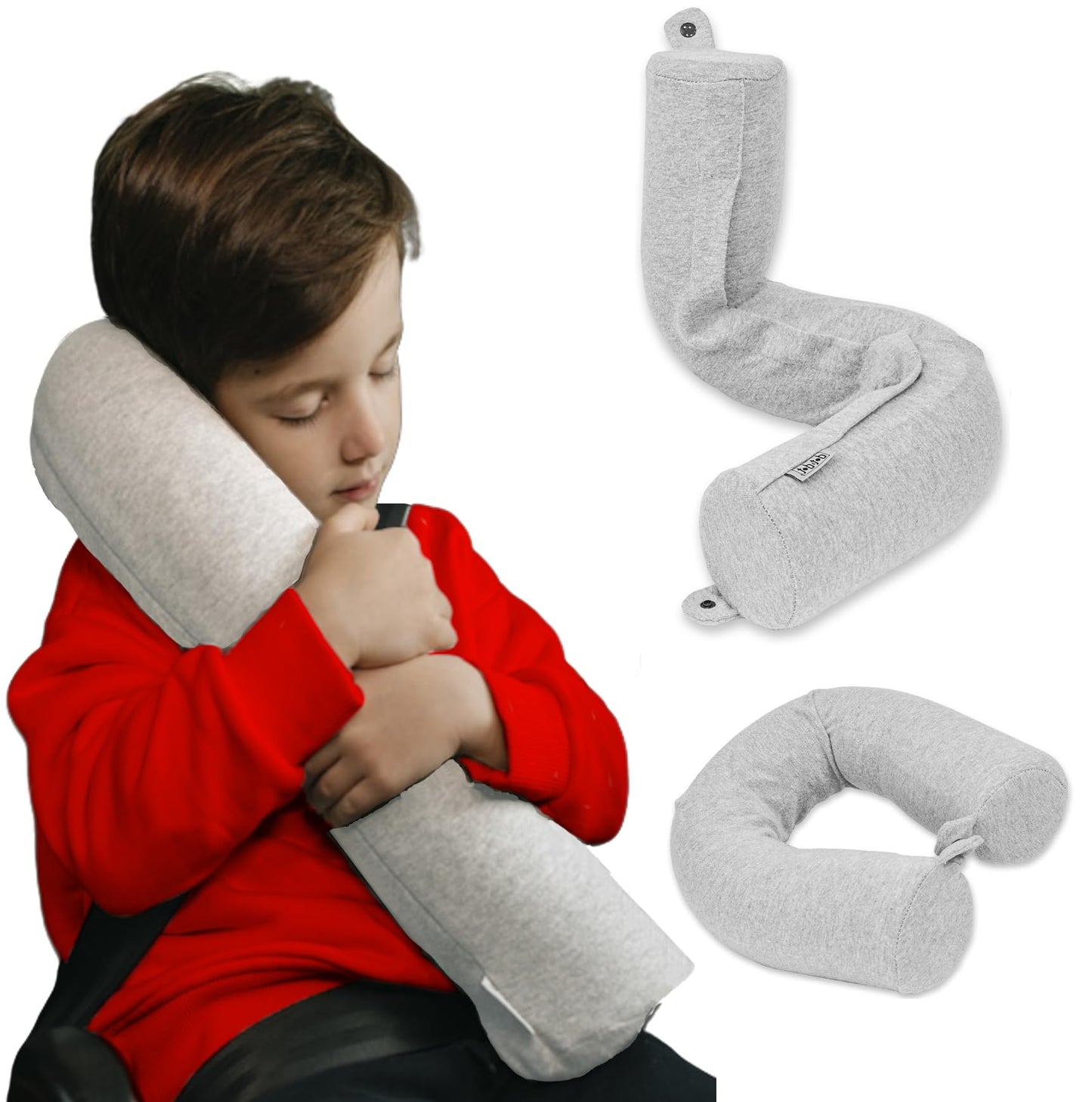 Dot&Dot Twist Memory Foam Travel Pillow for Airplanes - Travel Neck Pillow for Sleeping - Airplane Pillow for Neck Support, Chin, Lumbar and Leg - Adjustable, Bendable Neck Roll Pillow