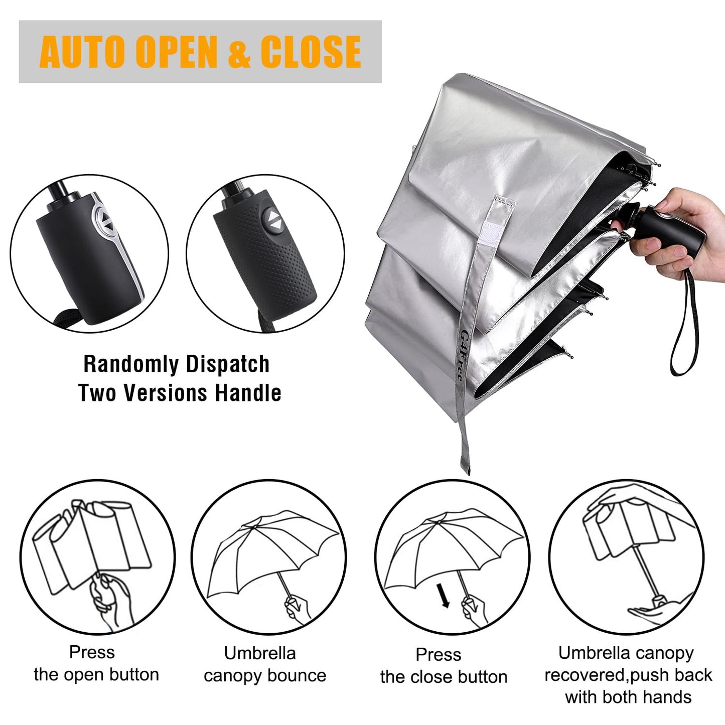 G4Free UPF 50+ UV Protection Large Travel Umbrella 42/46 Inch Auto Open Close Windproof Sun Blocking Umbrella