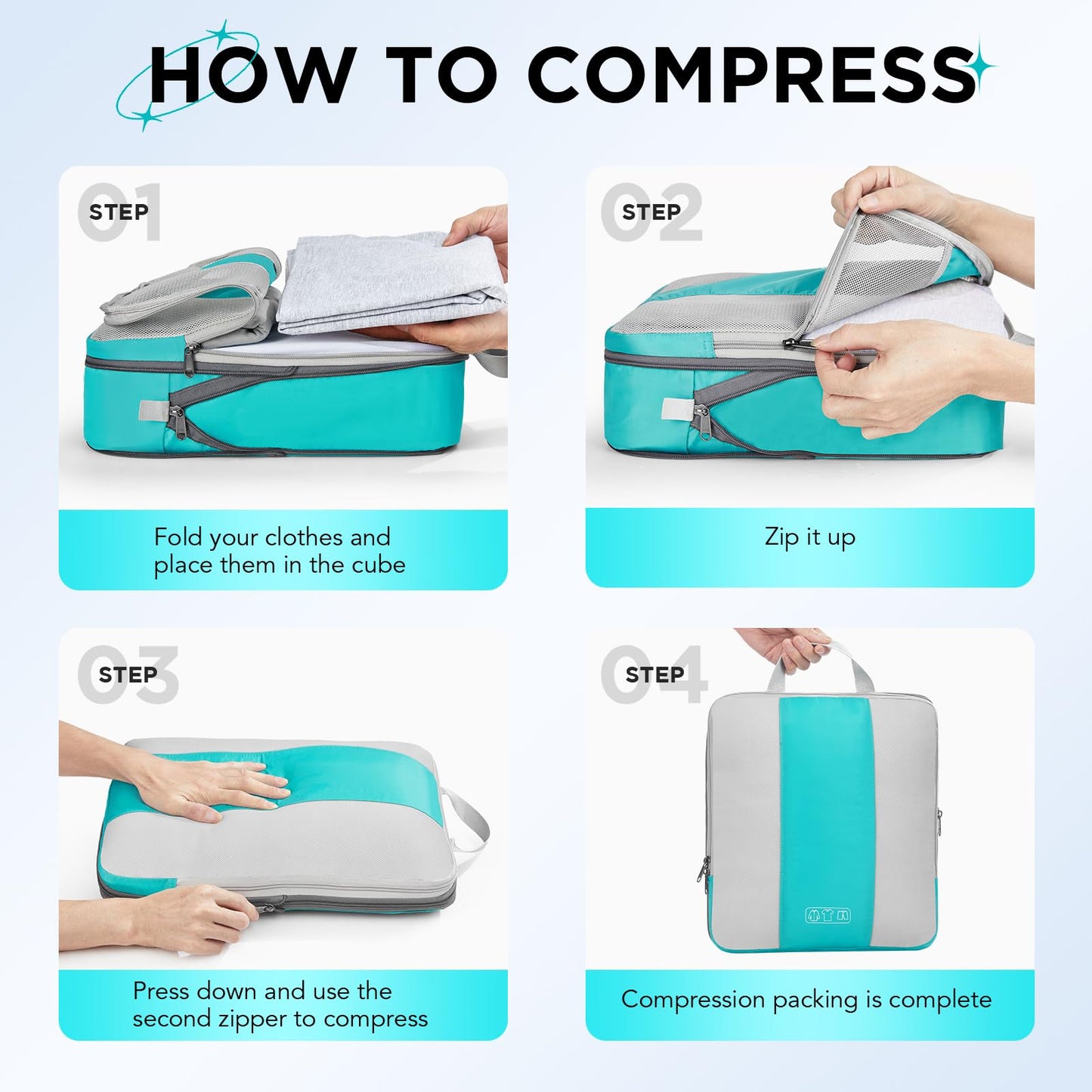 10 Set Compression Packing Cubes for Travel Essentials,Compressible Expandable Packing Cubes for Suitcase,OlarHike Luggage Organizer Bags for Travel,Handy Helper for Organizing Clothes(Black)