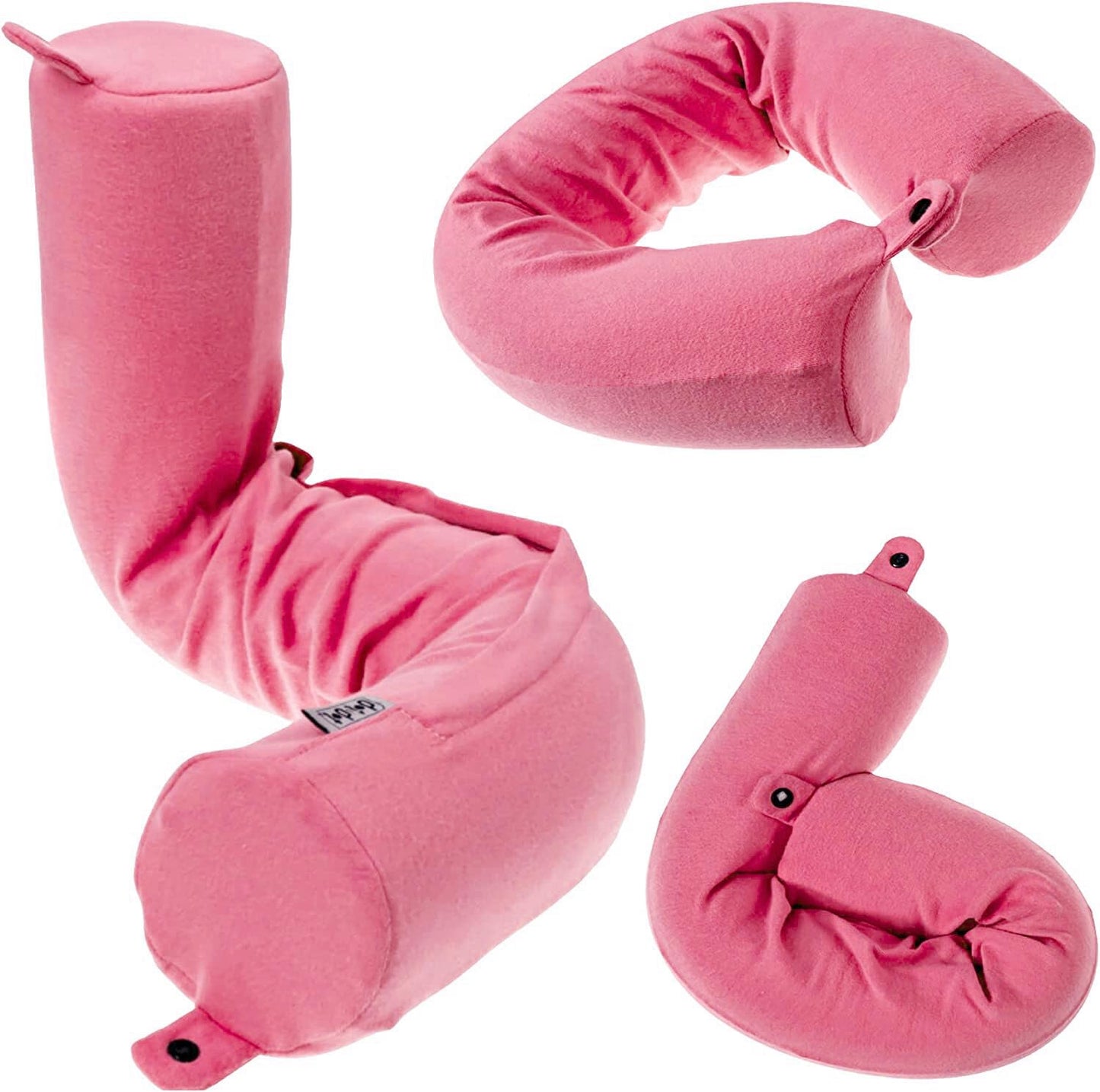 Dot&Dot Twist Memory Foam Travel Pillow for Airplanes - Travel Neck Pillow for Sleeping - Airplane Pillow for Neck Support, Chin, Lumbar and Leg - Adjustable, Bendable Neck Roll Pillow