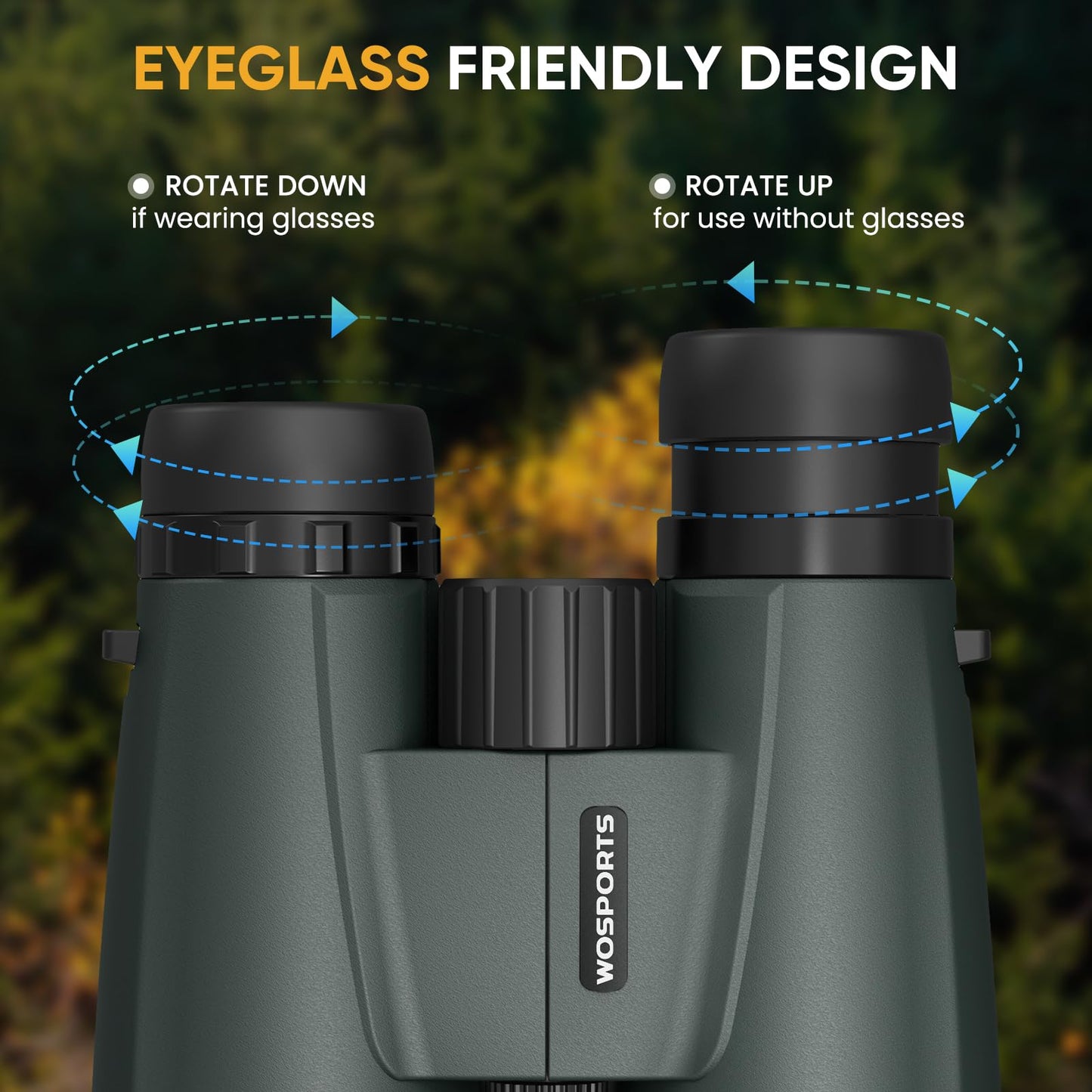 WOSPORTS 10x42 Binoculars for Adults, IPX7 Waterproof Binoculars with Clear Low Light Vision, Compact Binoculars for Bird Watching Hunting Cruise Travel, Green, BC01-GRE