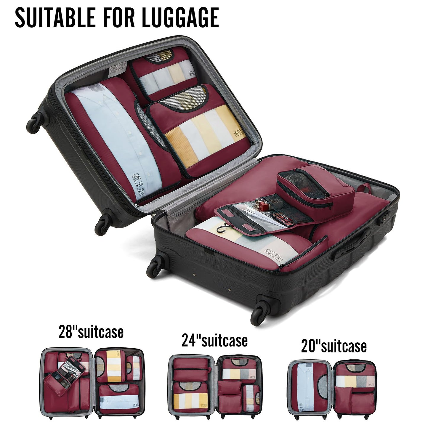 Veken 8 Set Packing Cubes for Travel Essentials, Suitcase Organizer Bags Set for Luggage, Road Trip Travel Accessories in 4 Sizes (Extra Large, Large, Medium, Small)