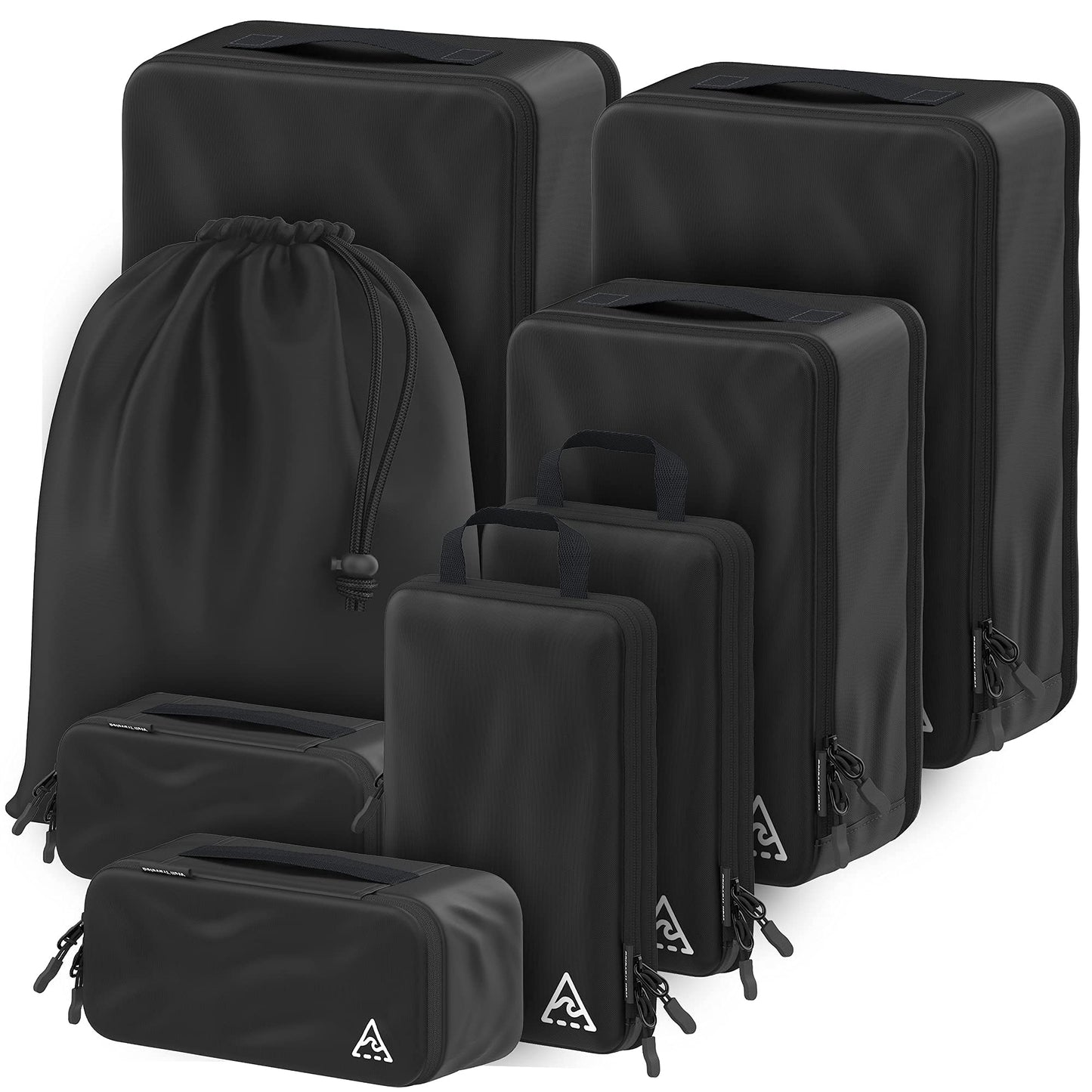 8 Set/4 Set Deluxe Compression Packing Cubes Travel - Maximize Space In Luggage With Patented HybridMax Double Capacity Design, Luxury Compressible Packing Cubes For Travel, Large, Small, & Medium