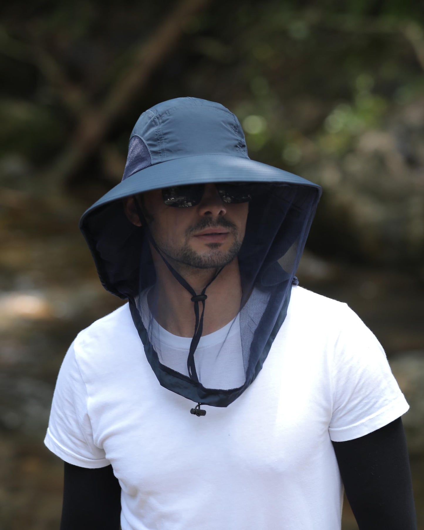 Womens Sun Hat Outdoor UV Protection Wide Brim Fishing Hat with Ponytail Hole Neck Flap for Beach Hiking Camping