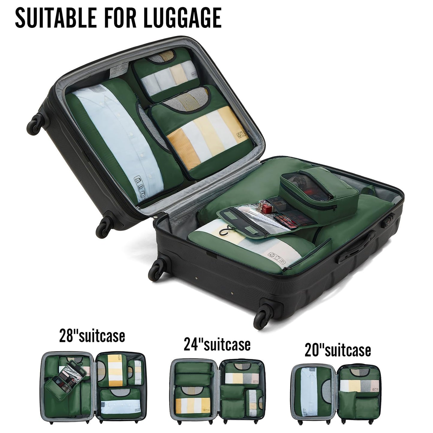 Veken 8 Set Packing Cubes for Travel Essentials, Suitcase Organizer Bags Set for Luggage, Road Trip Travel Accessories in 4 Sizes (Extra Large, Large, Medium, Small)