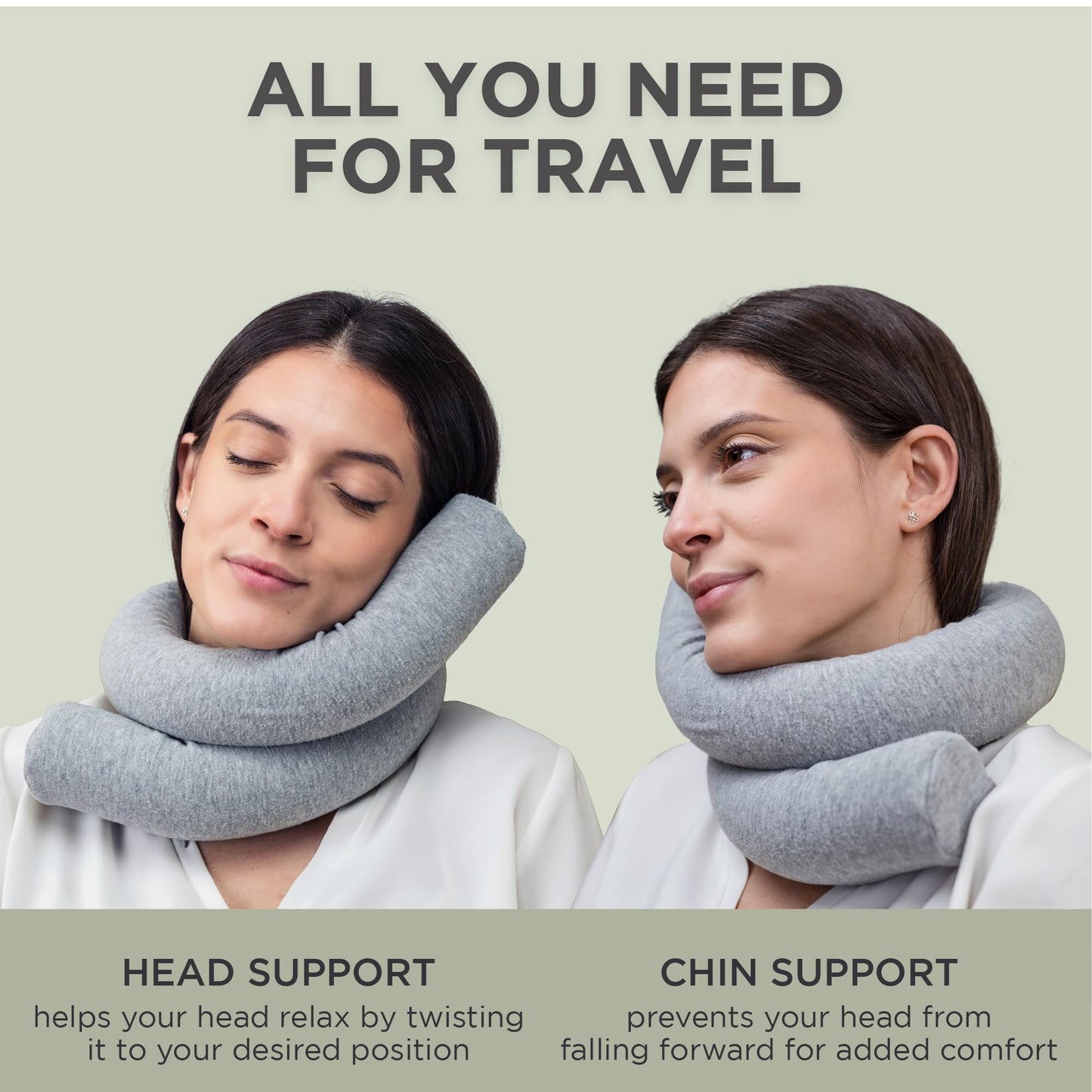 Dot&Dot Twist Memory Foam Travel Pillow for Airplanes - Travel Neck Pillow for Sleeping - Airplane Pillow for Neck Support, Chin, Lumbar and Leg - Adjustable, Bendable Neck Roll Pillow