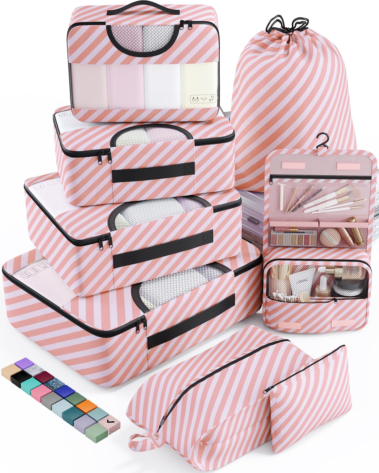 Veken 8 Set Packing Cubes for Travel Essentials, Suitcase Organizer Bags Set for Luggage, Road Trip Travel Accessories in 4 Sizes (Extra Large, Large, Medium, Small)