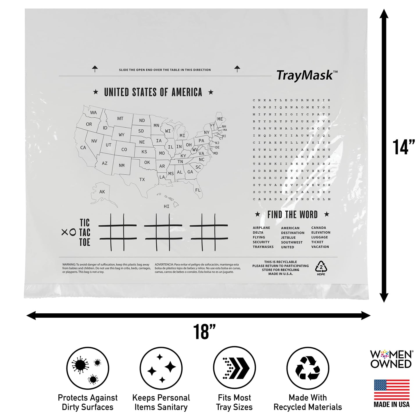 Disposable Tray Table Cover | Must Have Airplane Travel Essentials | Perfect for Toddlers, Kids and Adults Travel Accessories | Provides a Fresh/Clean Layer of Protection | 10 Pack