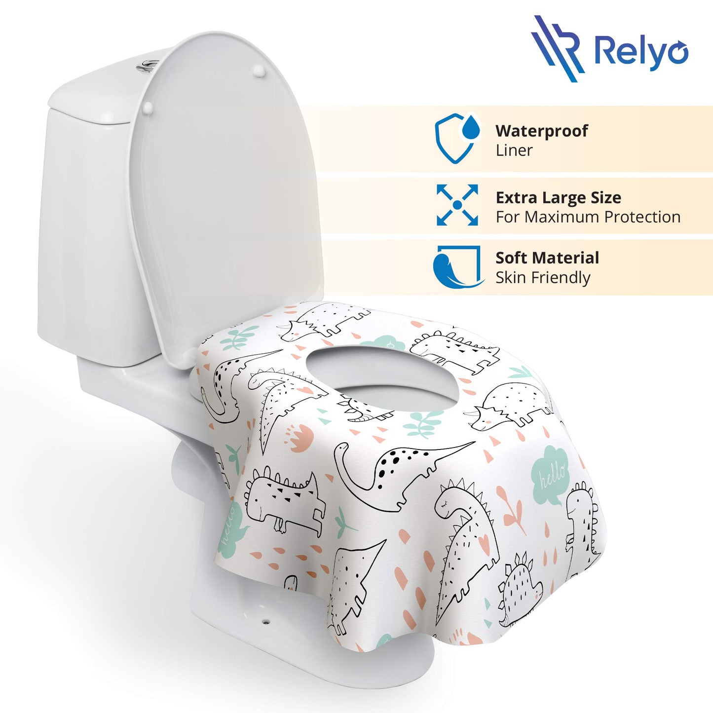 Toilet Seat Covers Disposable - 20 Pack - Waterproof, Ideal for Kids and Adults – Extra Large, Individually Wrapped for Travel, Toddlers Potty Training in Public Restrooms (Waves, 20)