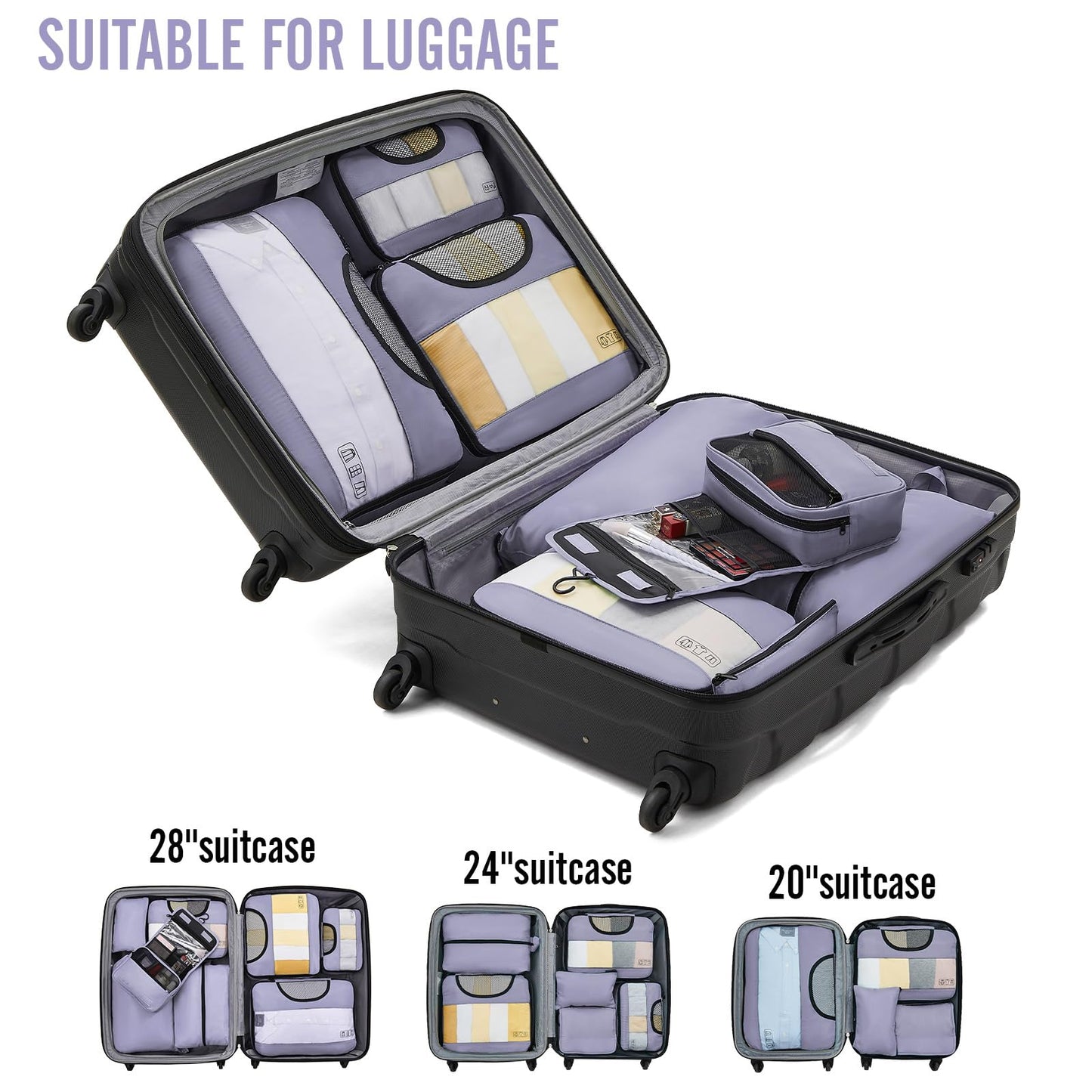 Veken 8 Set Packing Cubes for Travel Essentials, Suitcase Organizer Bags Set for Luggage, Road Trip Travel Accessories in 4 Sizes (Extra Large, Large, Medium, Small)