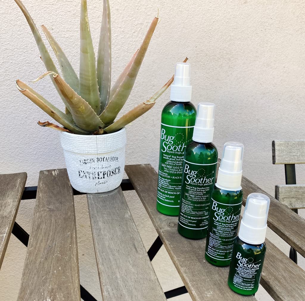 Bug Soother Spray (3, 4oz) - Natural Mosquito, Gnat & Insect Deterrent & Repellent with Essential Oils - 100% DEET-Free Safe for Adults, Babies, Pets, & Environment - Made in USA - Includes 1 oz