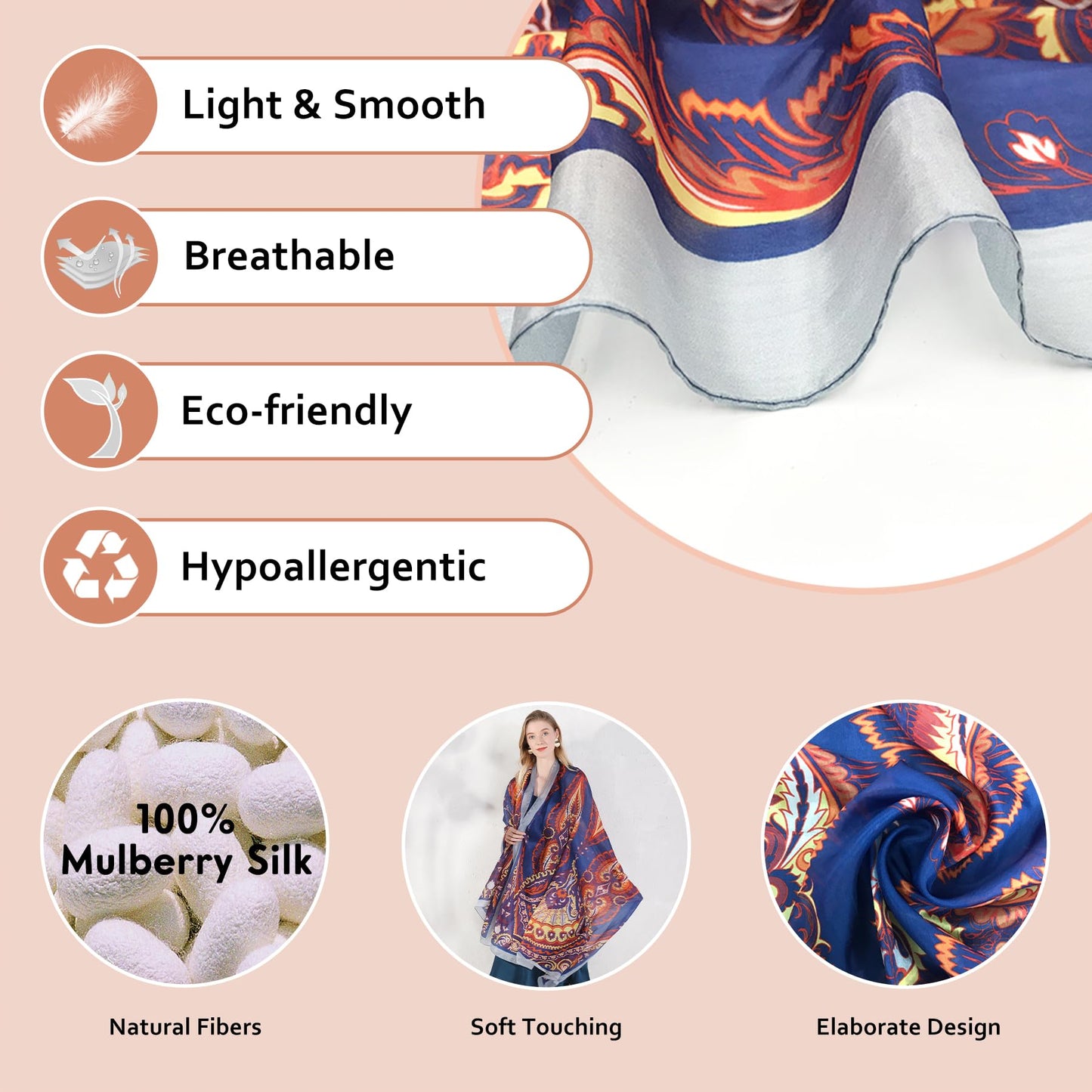 DANA XU 100% Mulberry Satin Silk Summer Travel Scarf Extra Large Women Floral Shawl Oversize Soft Wraps For Evening Dresses