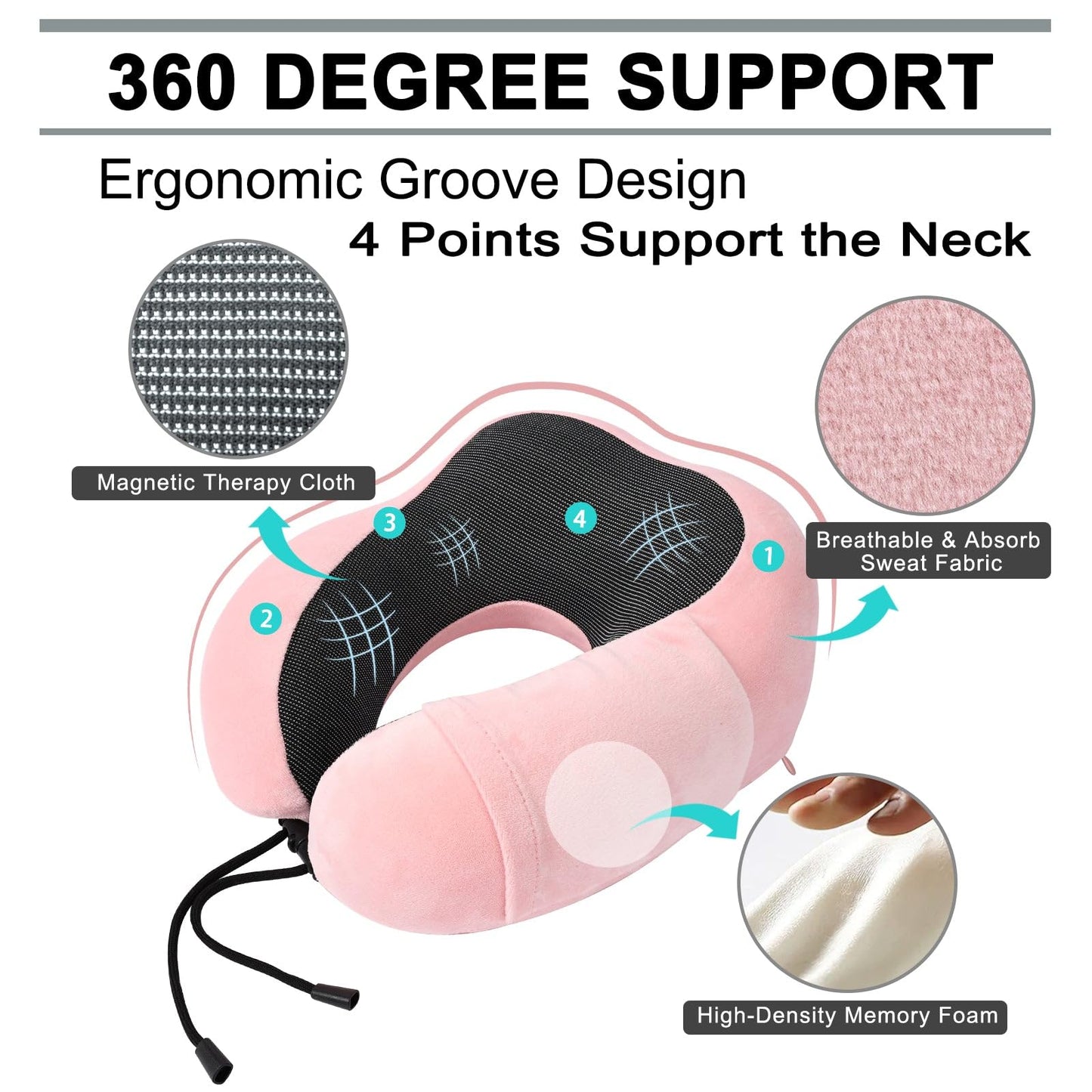 Travel Pillow and Blanket Set Neck Pillows Travel Essentials with Sleep Mask for Airplane Car Memory Foam Pink
