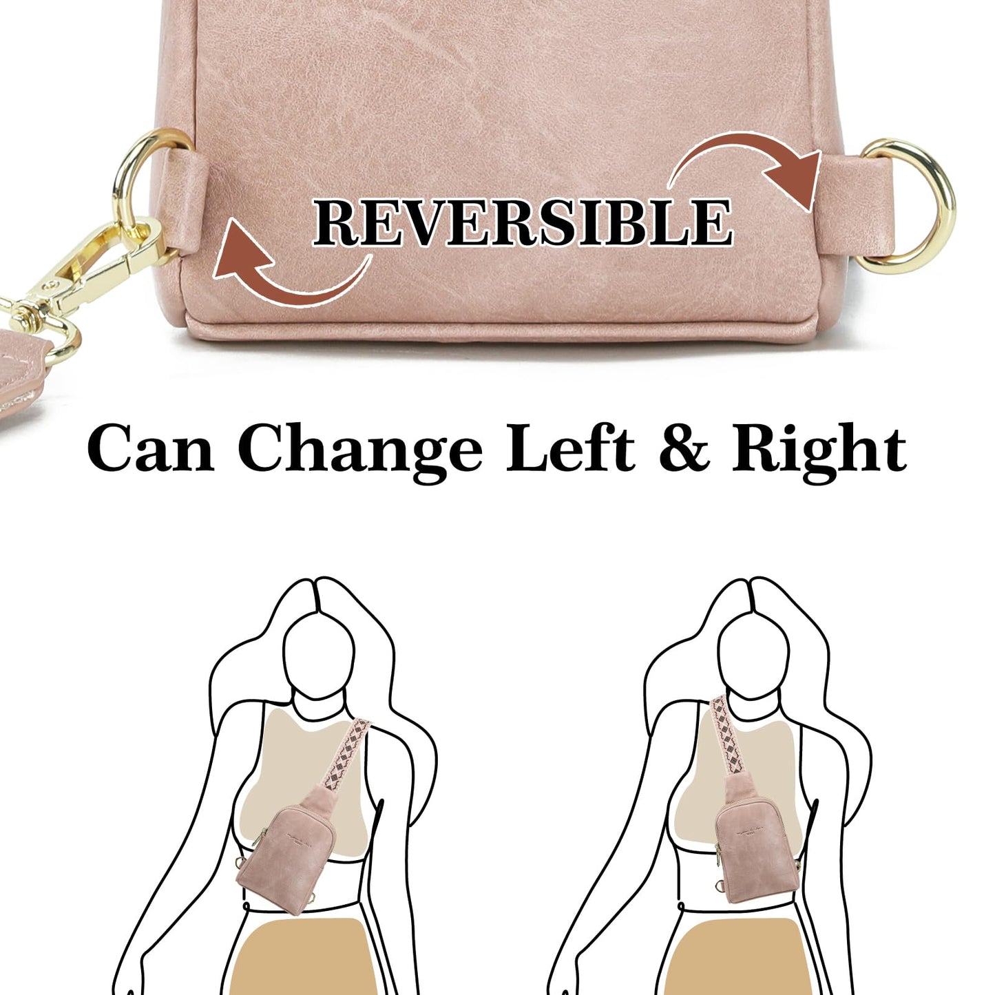 INICAT Travel Small Sling Bag Leather Crossbody Bags for Women Fanny Packs Cross Body Bag for Woman Cross Body Purses