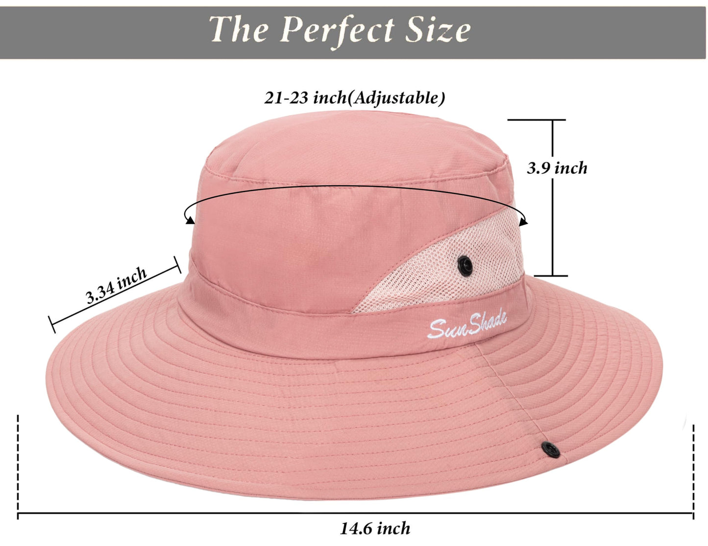Women's Outdoor UV-Protection-Foldable Sun-Hats Mesh Wide-Brim Beach Fishing Hat with Ponytail-Hole