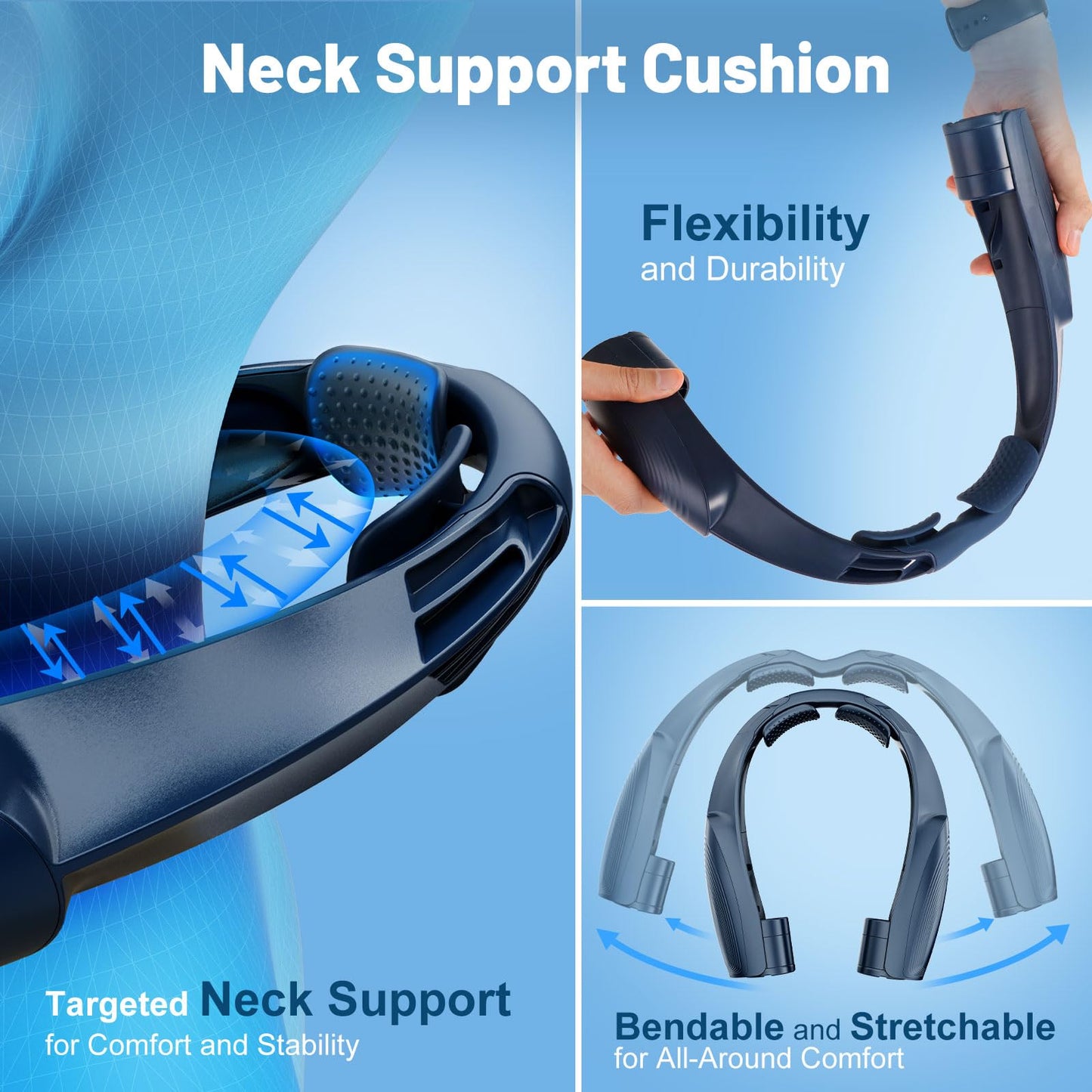 AI Portable Neck Fan with 6 Powerful Speeds, 8000mAh Battery Operated USB-C Rechargeable Fan, Hands-Free 360° Cooling Neck Fan,Twistable,Ultra-Quiet Personal Fan for Women Men Office Travel(Blue)