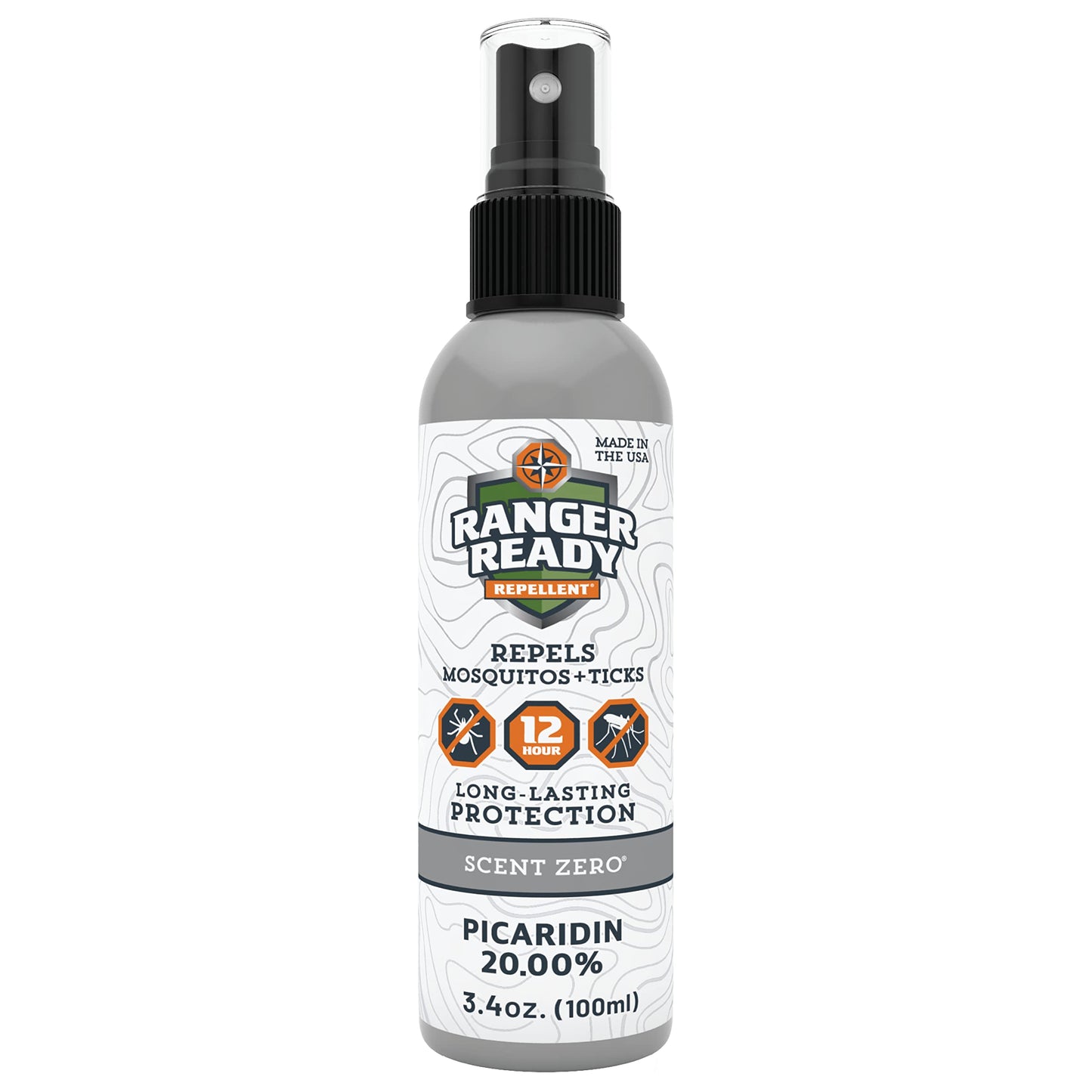 Ranger Ready Repellents Picaridin Insect Repellent Spray - Mosquito Repellent and Tick Spray, Scent Zero, Travel Size Bug Spray (3.4 oz, Pack of 1)