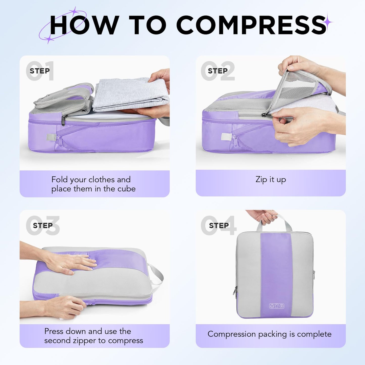 10 Set Compression Packing Cubes for Travel Essentials,Compressible Expandable Packing Cubes for Suitcase,OlarHike Luggage Organizer Bags for Travel,Handy Helper for Organizing Clothes(Black)