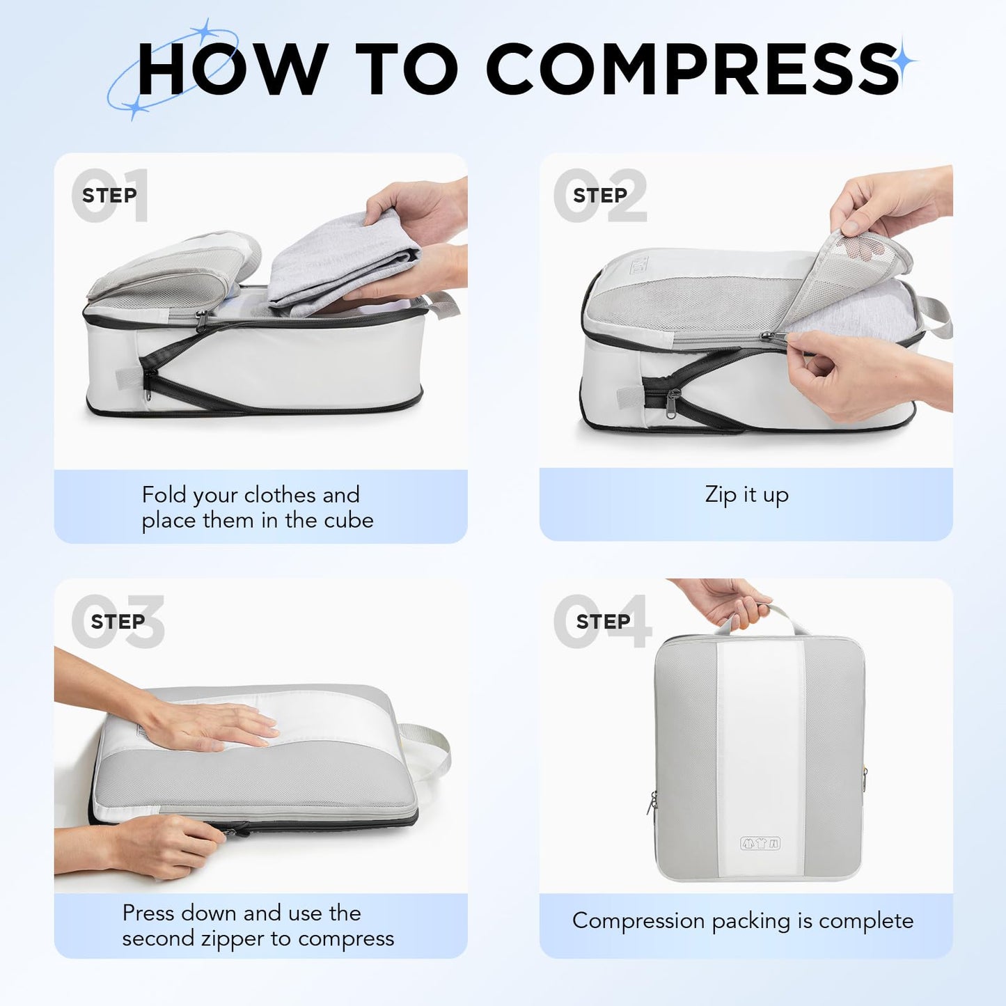 10 Set Compression Packing Cubes for Travel Essentials,Compressible Expandable Packing Cubes for Suitcase,OlarHike Luggage Organizer Bags for Travel,Handy Helper for Organizing Clothes(Black)