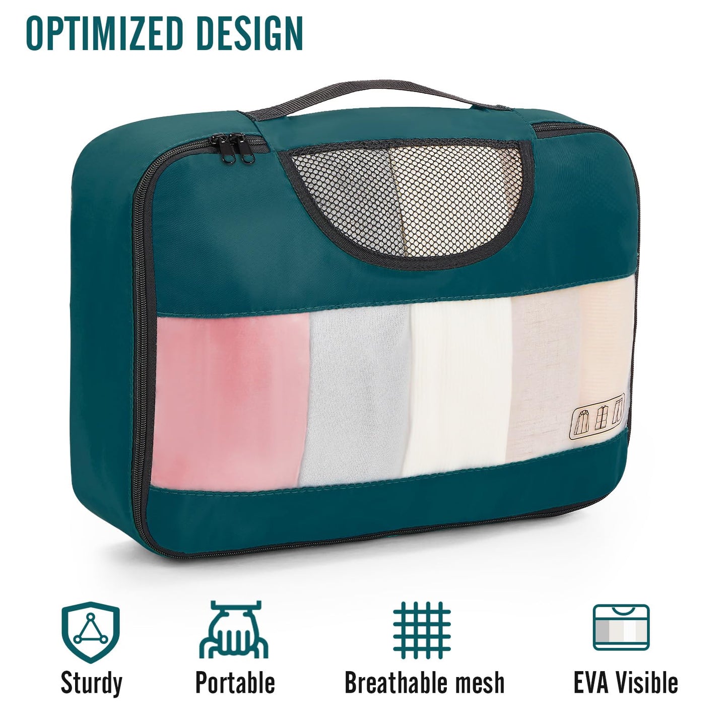 Veken 8 Set Packing Cubes for Travel Essentials, Suitcase Organizer Bags Set for Luggage, Road Trip Travel Accessories in 4 Sizes (Extra Large, Large, Medium, Small)