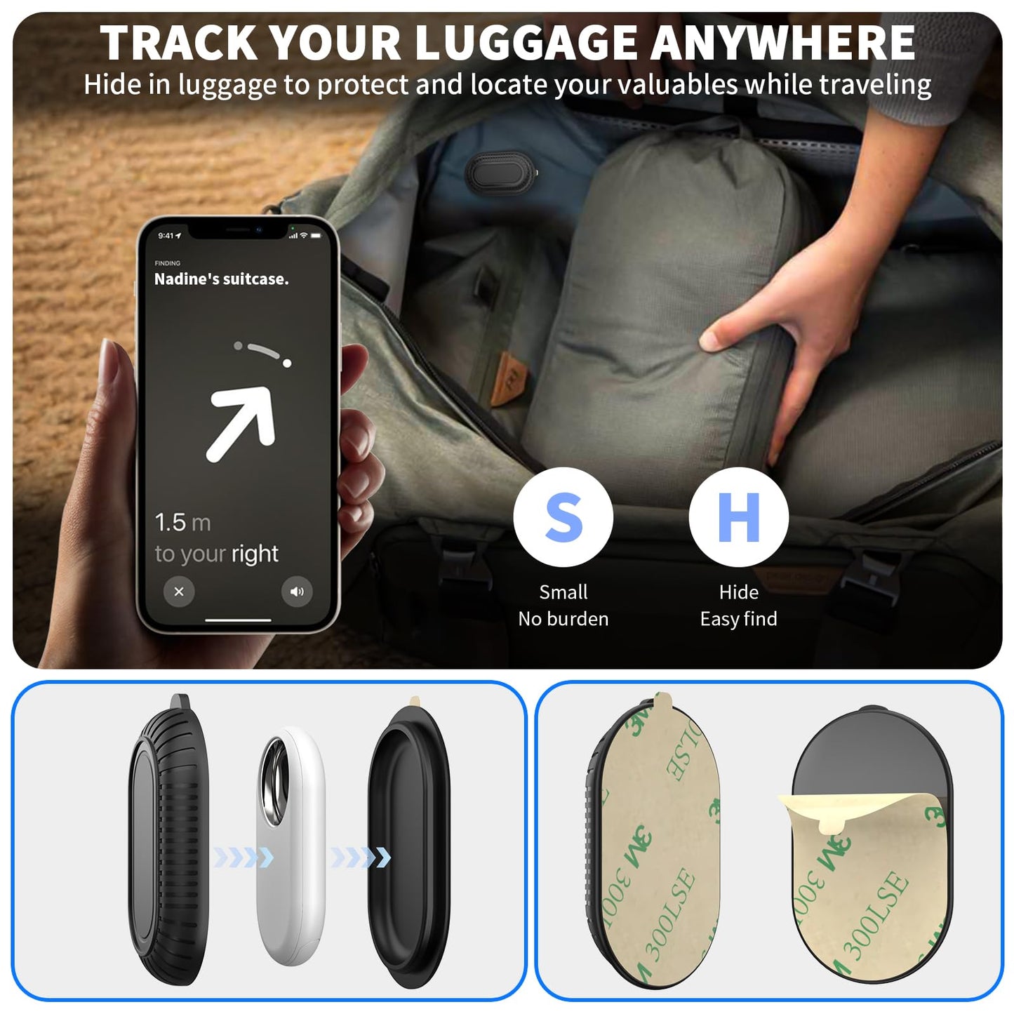 2 Pack Adhesive Case for Samsung Galaxy SmartTag2 with 3M Adhesive Sticker Hidden Full Protective Silicone Case Anti-Lost Scratch Resistant Protective Cover for Smart tag 2 Tracker (Black+Black)