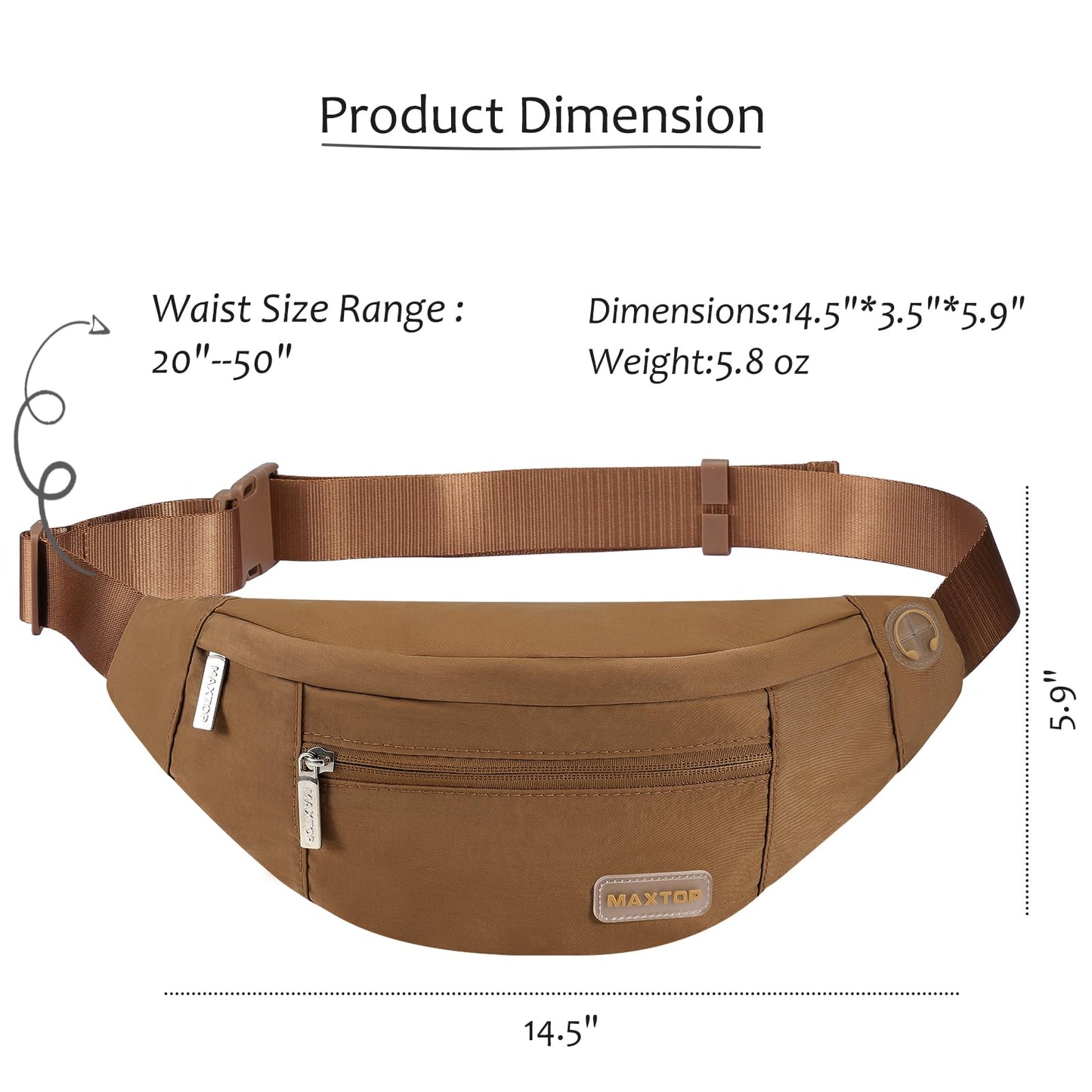 MAXTOP Large Crossbody Fanny Pack with 4-Zipper Pockets,Gifts for Enjoy Sports Festival Workout Traveling Running Casual Hands-Free Wallets Waist Pack Phone Bag Carrying All Phones
