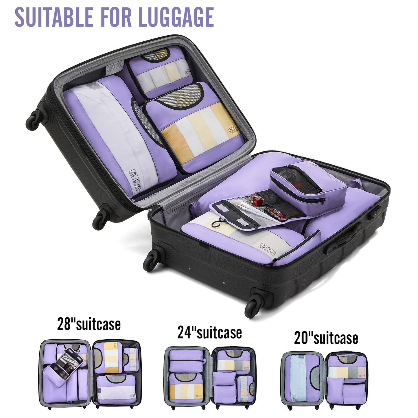 Veken 8 Set Packing Cubes for Travel Essentials, Suitcase Organizer Bags Set for Luggage, Road Trip Travel Accessories in 4 Sizes (Extra Large, Large, Medium, Small)