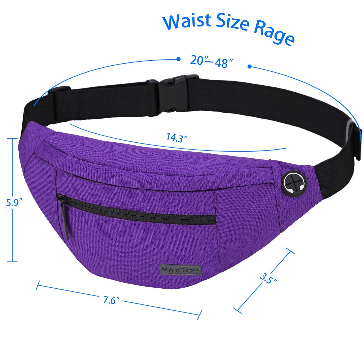 MAXTOP Large Crossbody Fanny Pack with 4-Zipper Pockets,Gifts for Enjoy Sports Festival Workout Traveling Running Casual Hands-Free Wallets Waist Pack Phone Bag Carrying All Phones