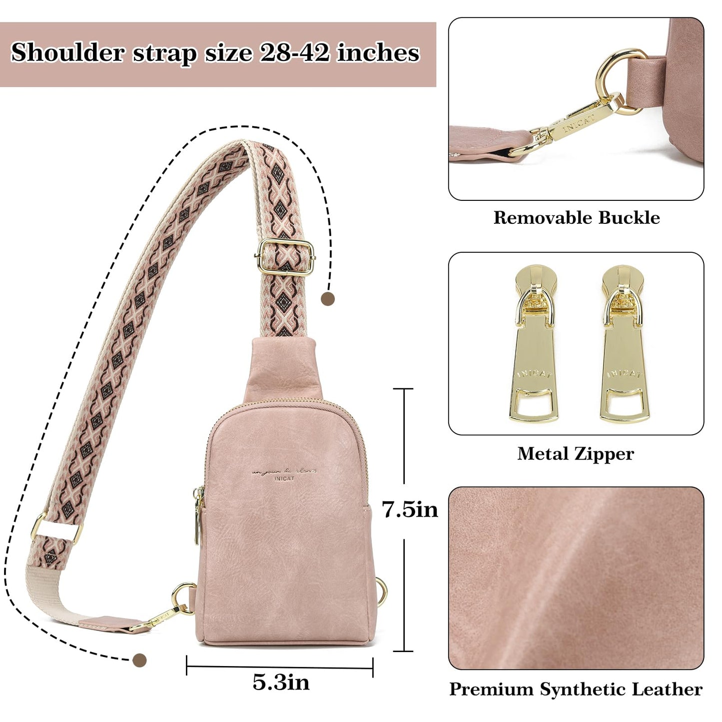 INICAT Travel Small Sling Bag Leather Crossbody Bags for Women Fanny Packs Cross Body Bag for Woman Cross Body Purses