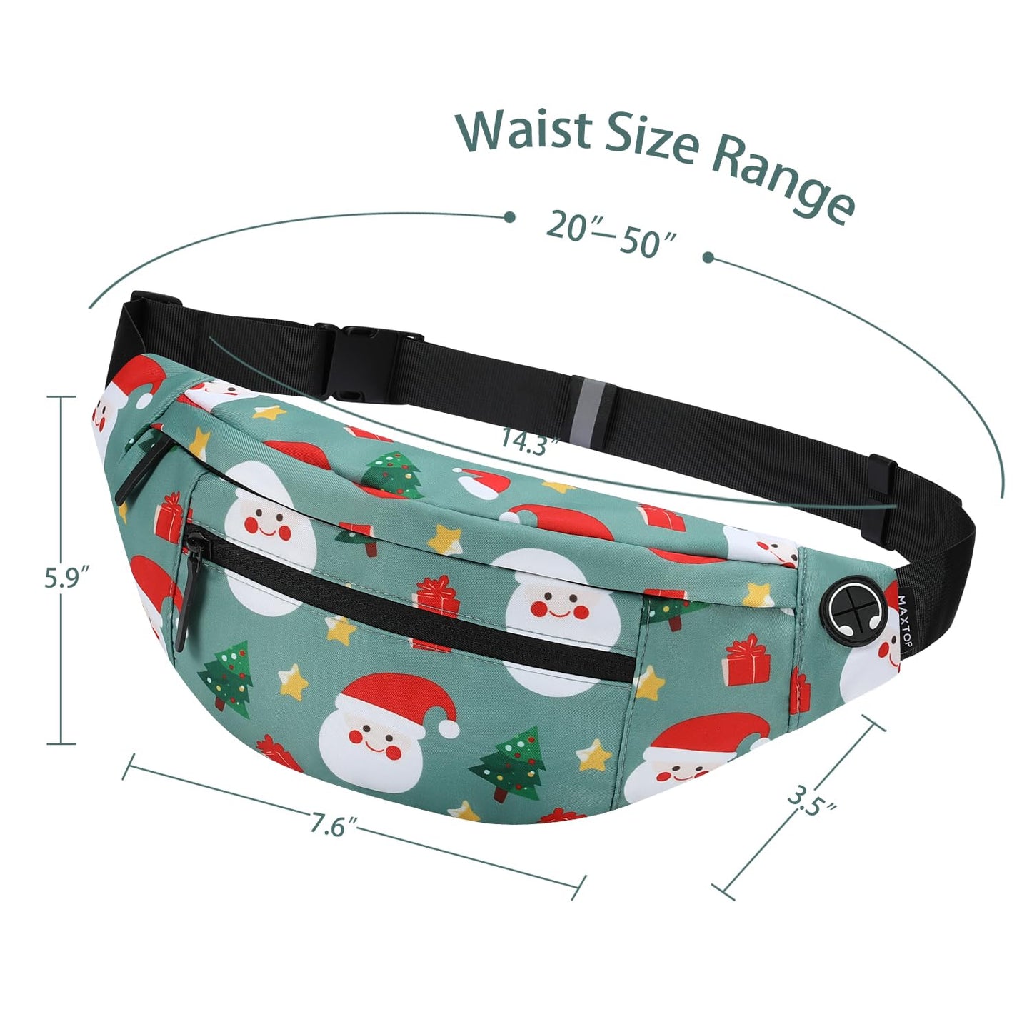 MAXTOP Large Crossbody Fanny Pack with 4-Zipper Pockets,Gifts for Enjoy Sports Festival Workout Traveling Running Casual Hands-Free Wallets Waist Pack Phone Bag Carrying All Phones