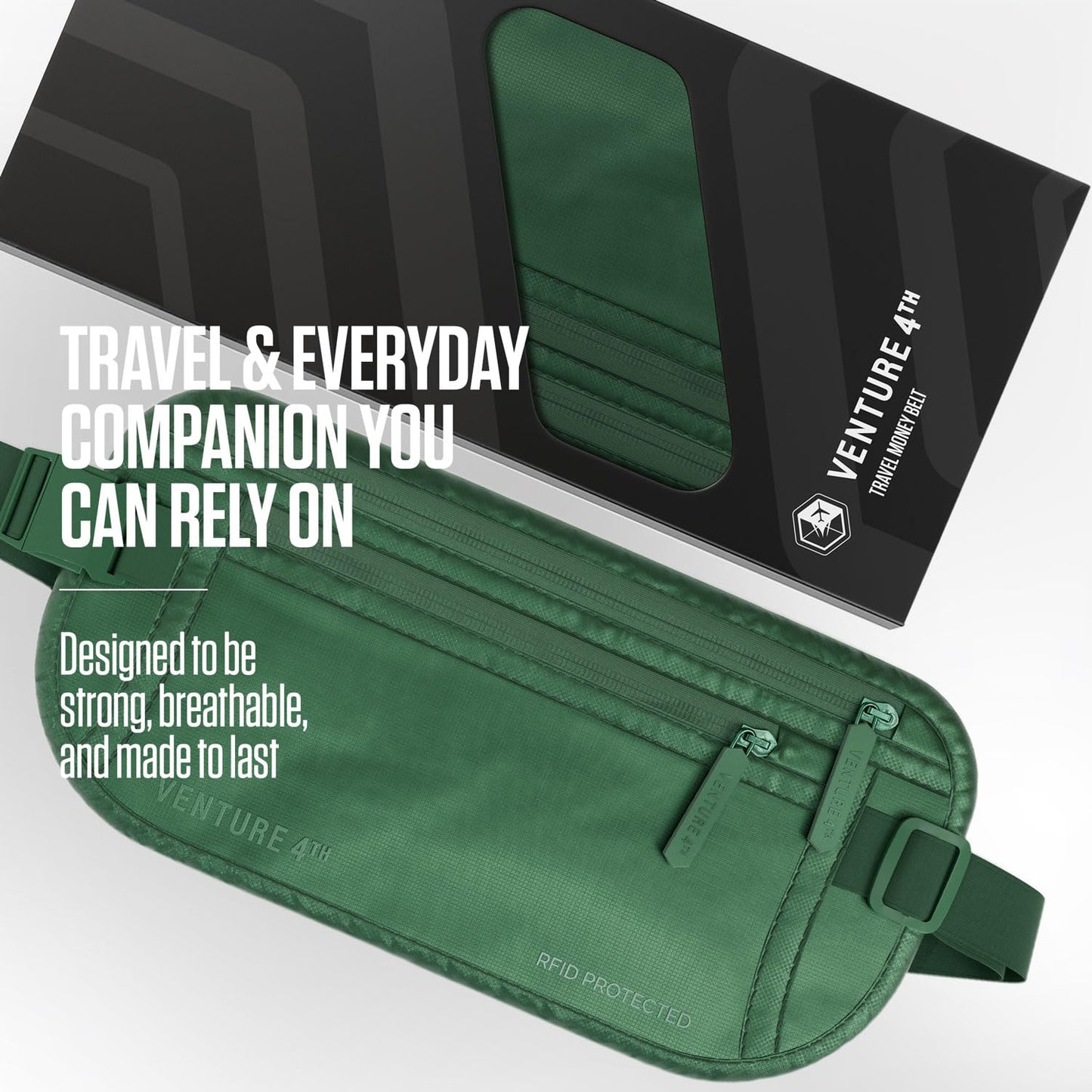 VENTURE 4TH Travel Money Belt - RFID Blocking (Gray)