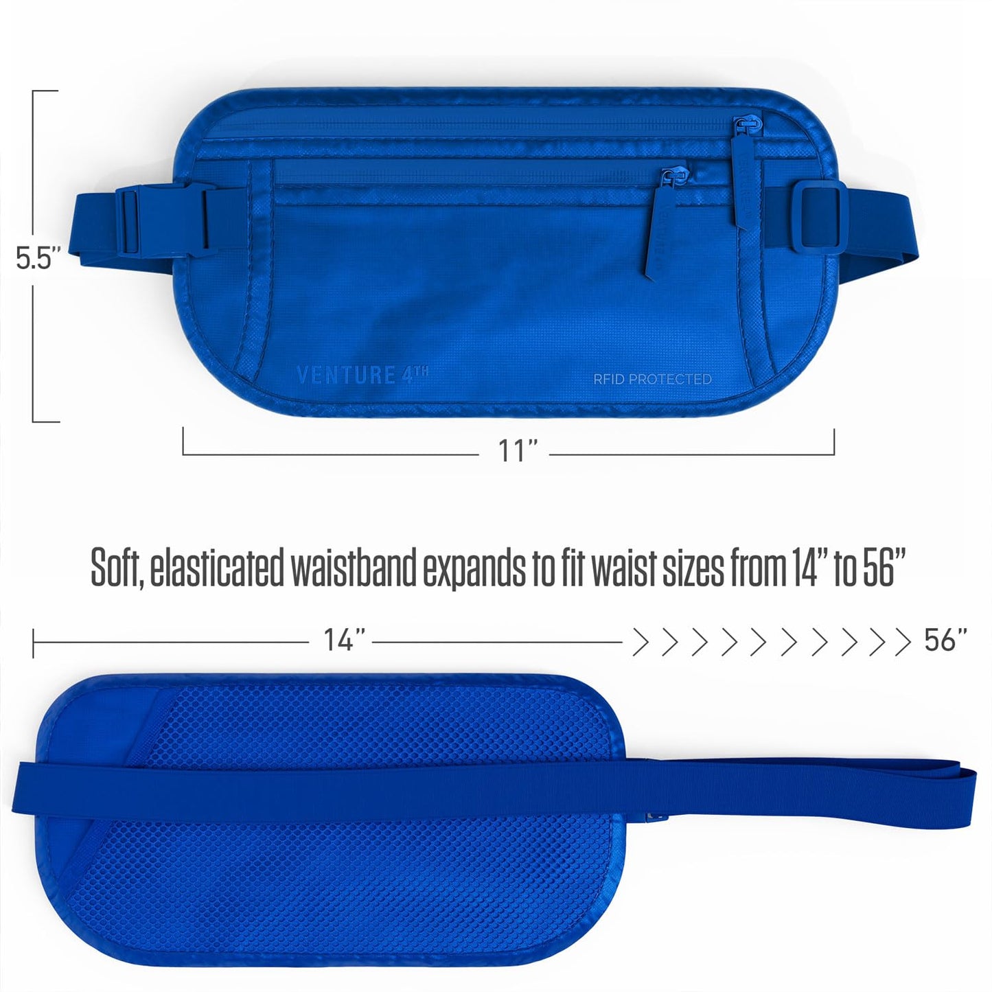VENTURE 4TH Travel Money Belt - RFID Blocking (Gray)