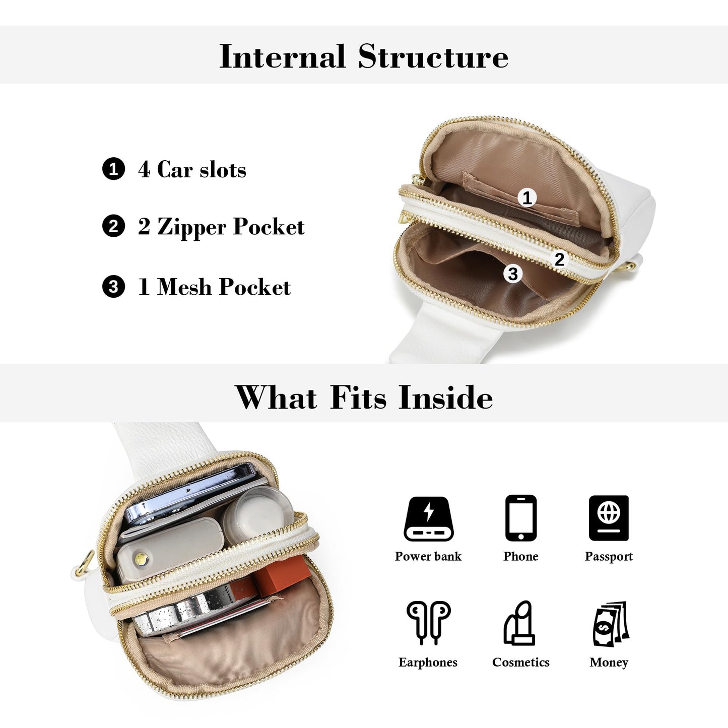 INICAT Travel Small Sling Bag Leather Crossbody Bags for Women Fanny Packs Cross Body Bag for Woman Cross Body Purses