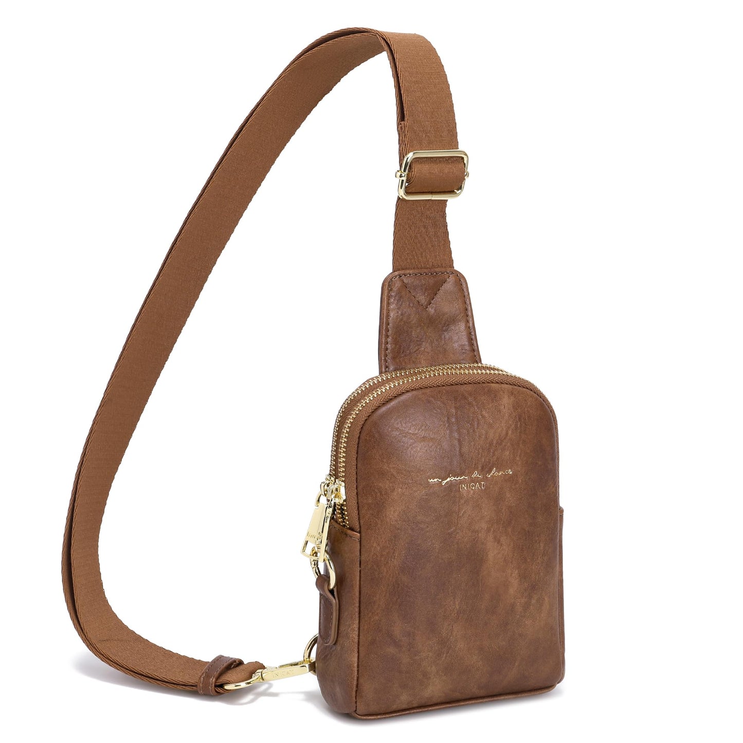 INICAT Travel Small Sling Bag Leather Crossbody Bags for Women Fanny Packs Cross Body Bag for Woman Cross Body Purses
