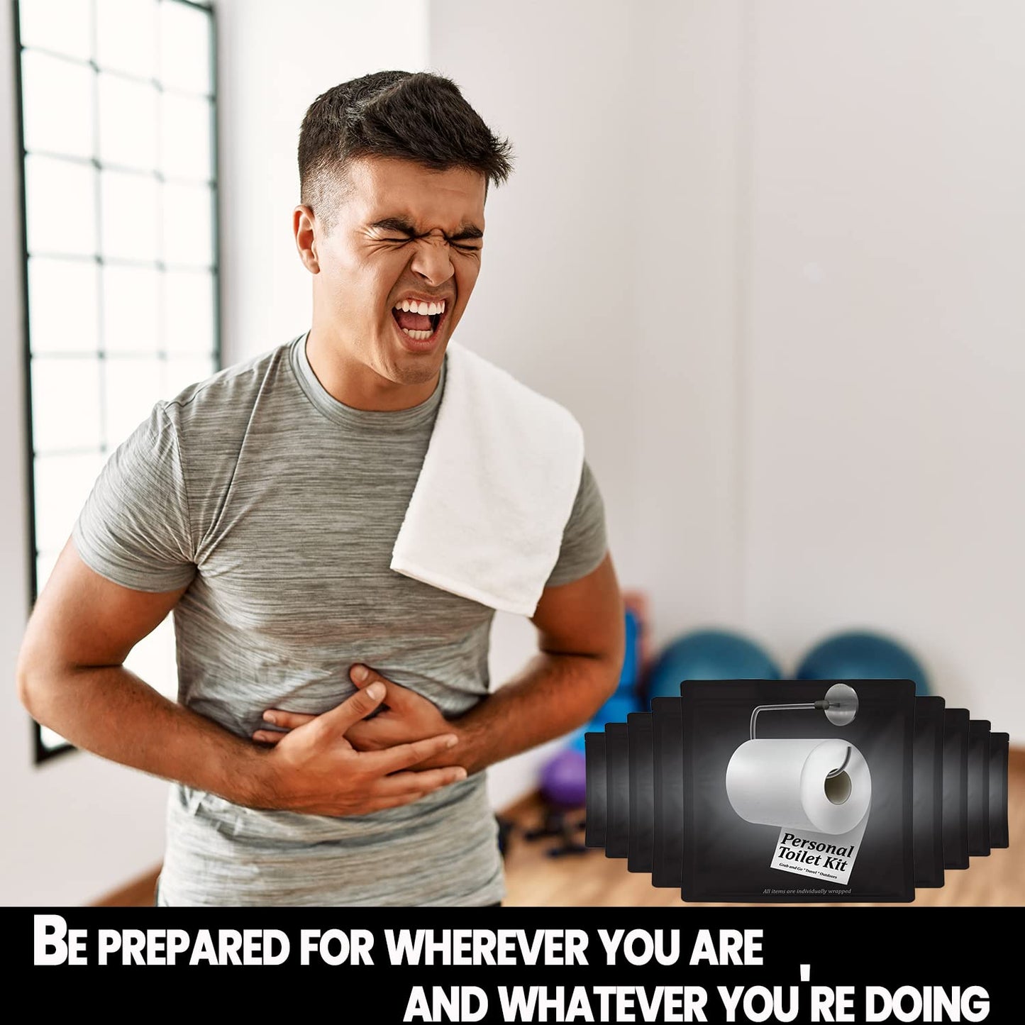 Personal Toilet Kit To Go – 10 Pack | Disposable Public Restroom Kit | Individually Wrapped for Toilet Protection Kit | Toilet Paper, Toilet Seat Cover, Butt Wipes, Cleansing Wipes (White)