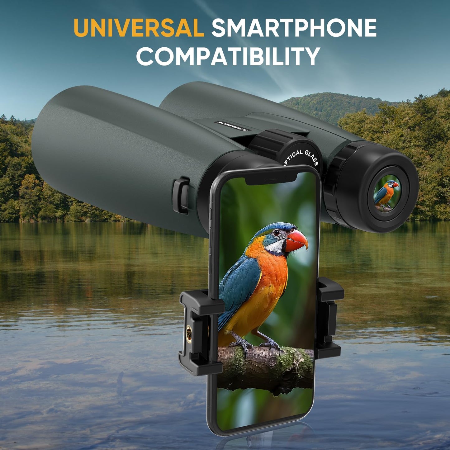 WOSPORTS 10x42 Binoculars for Adults, IPX7 Waterproof Binoculars with Clear Low Light Vision, Compact Binoculars for Bird Watching Hunting Cruise Travel, Green, BC01-GRE