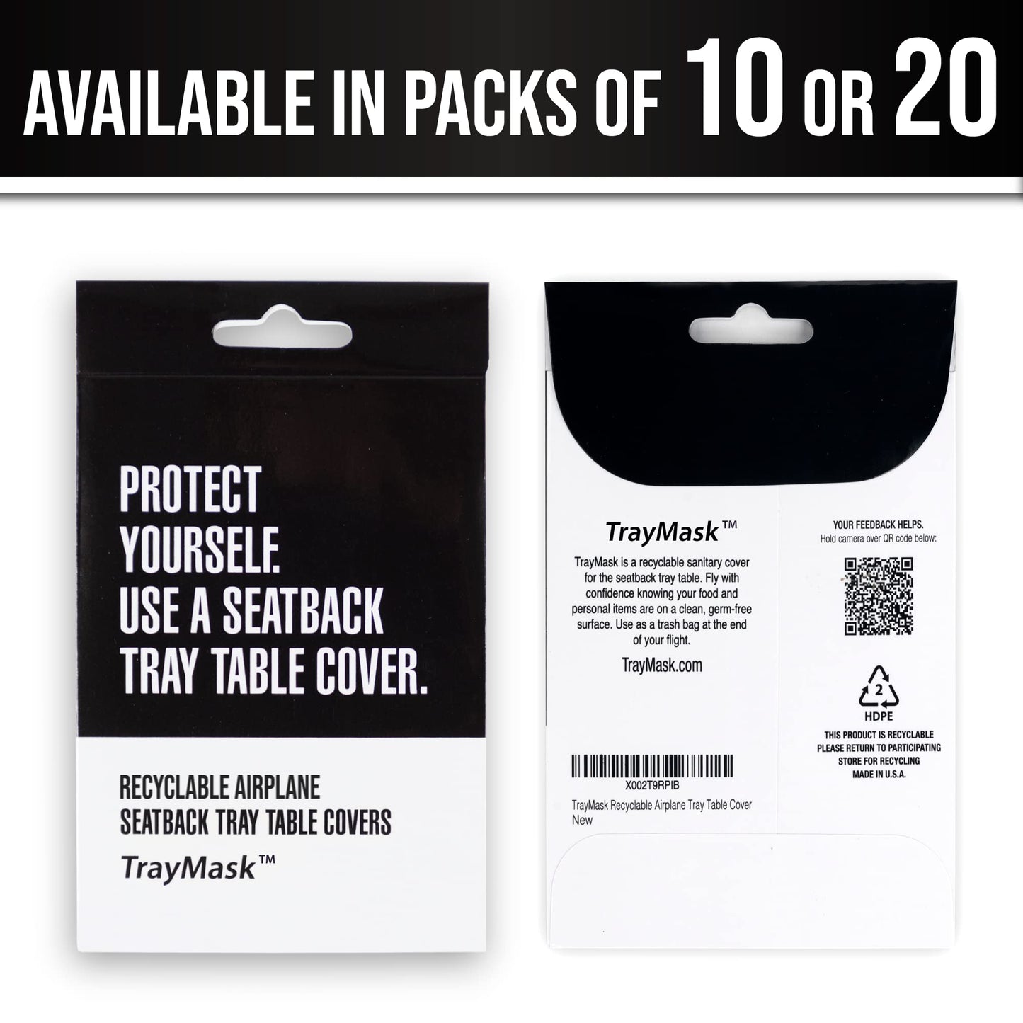 Disposable Tray Table Cover | Must Have Airplane Travel Essentials | Perfect for Toddlers, Kids and Adults Travel Accessories | Provides a Fresh/Clean Layer of Protection | 10 Pack