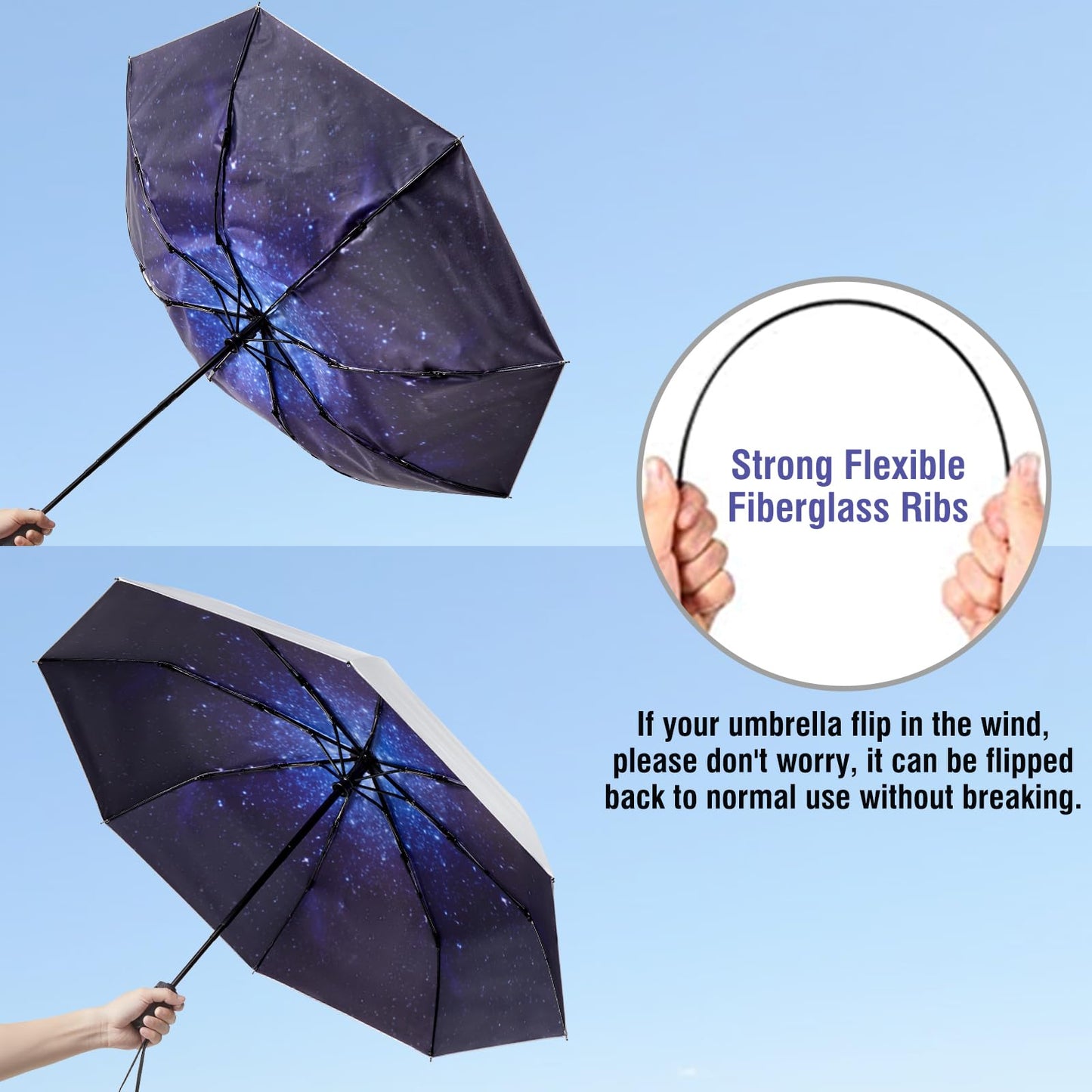 G4Free UPF 50+ UV Protection Large Travel Umbrella 42/46 Inch Auto Open Close Windproof Sun Blocking Umbrella